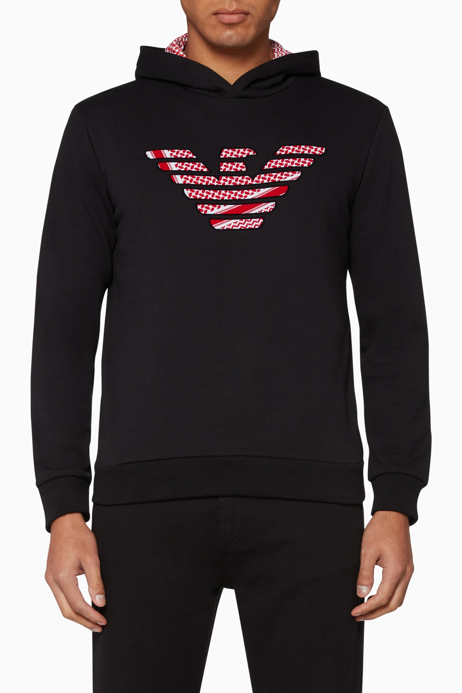 Armani flocked hotsell eagle hoodie