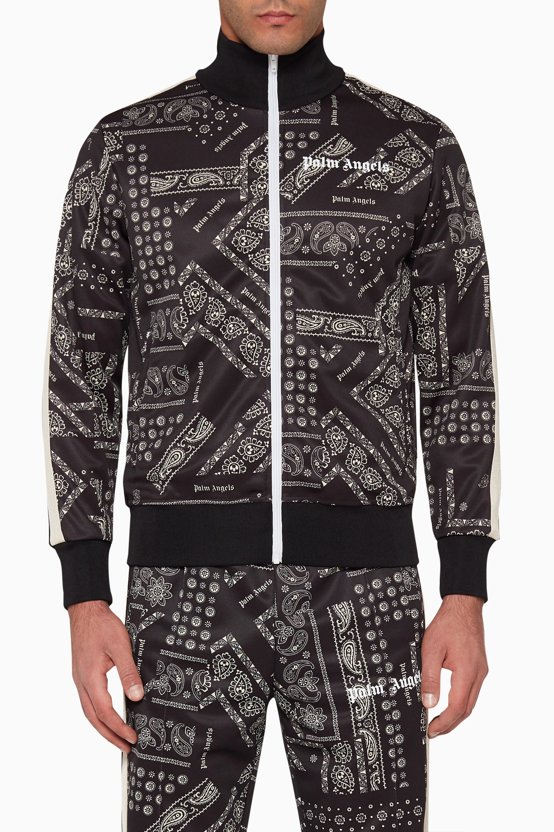 Buy Palm Angels Black Bandana Print Track Jacket for Men in UAE