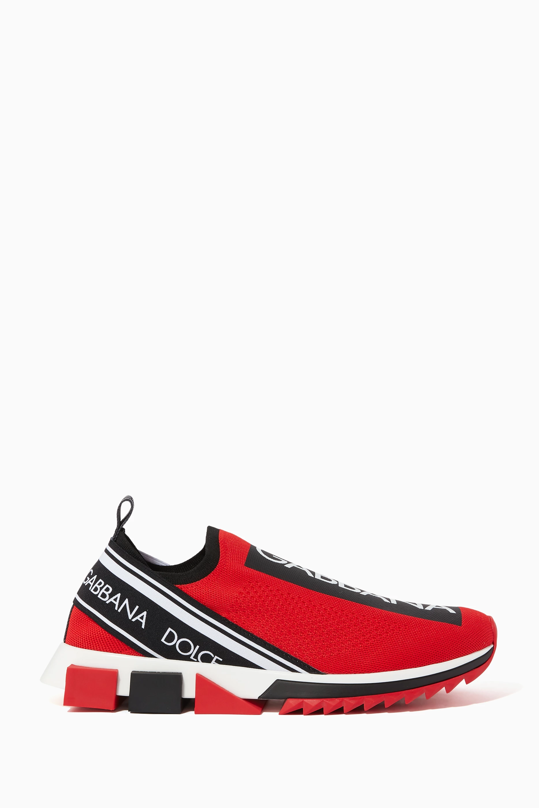 Buy Dolce Gabbana Red Sorrento Stretch Knit Sneakers for Men in
