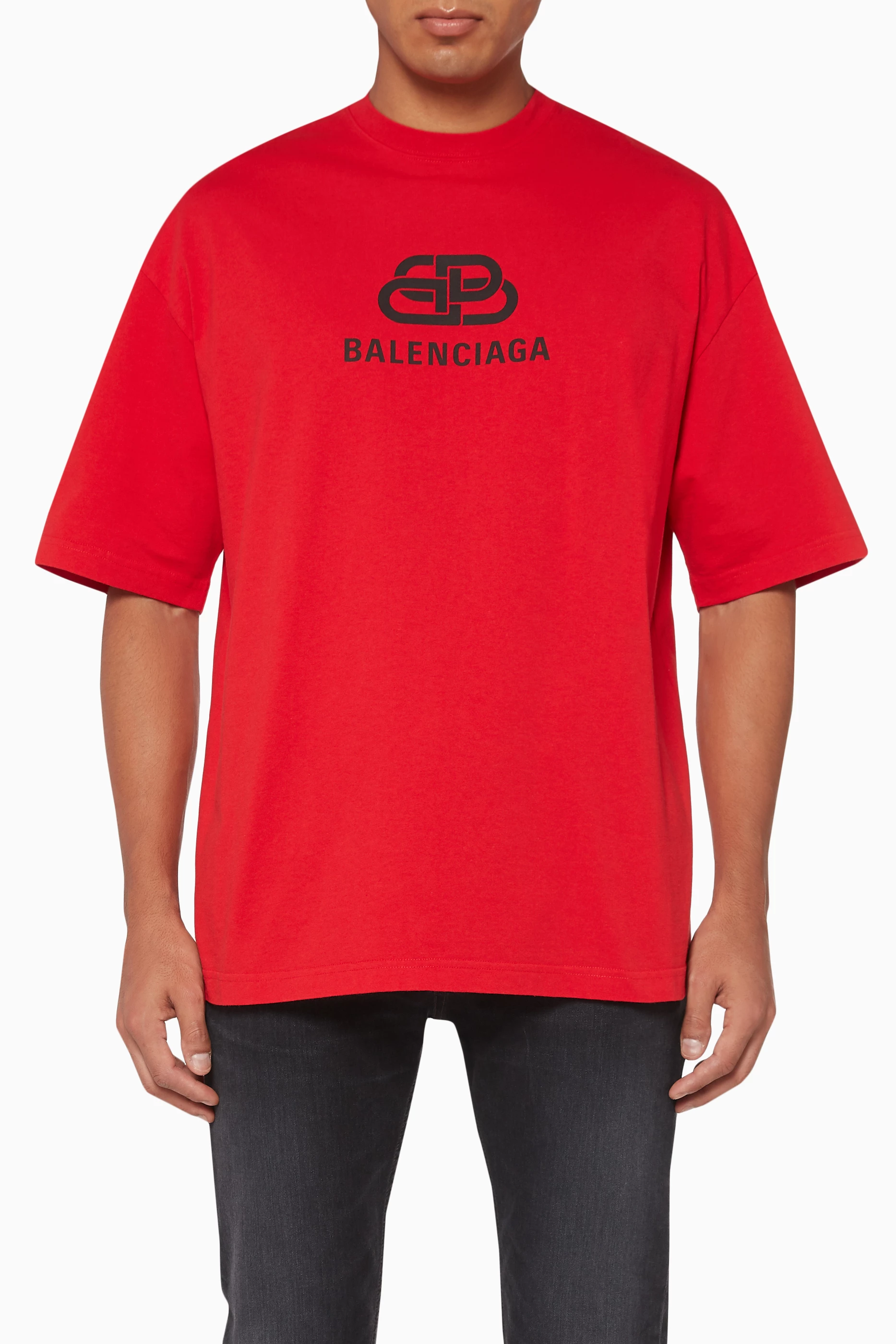 Balenciaga red top logo t shirt