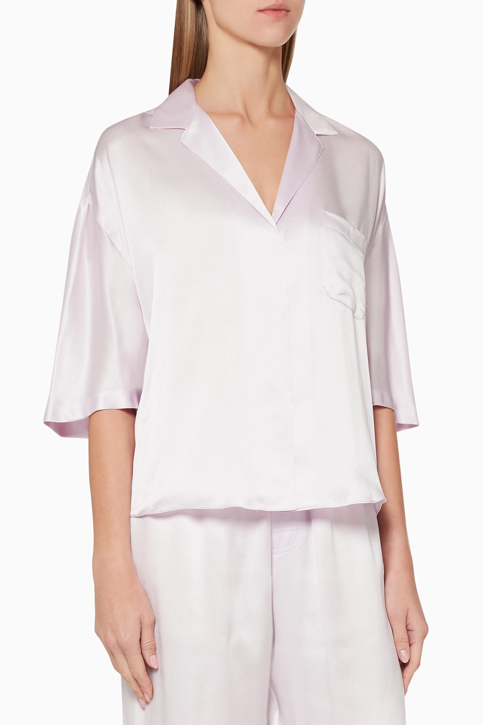 Buy Vince Purple Satin Pajama Shirt for Women in UAE Ounass