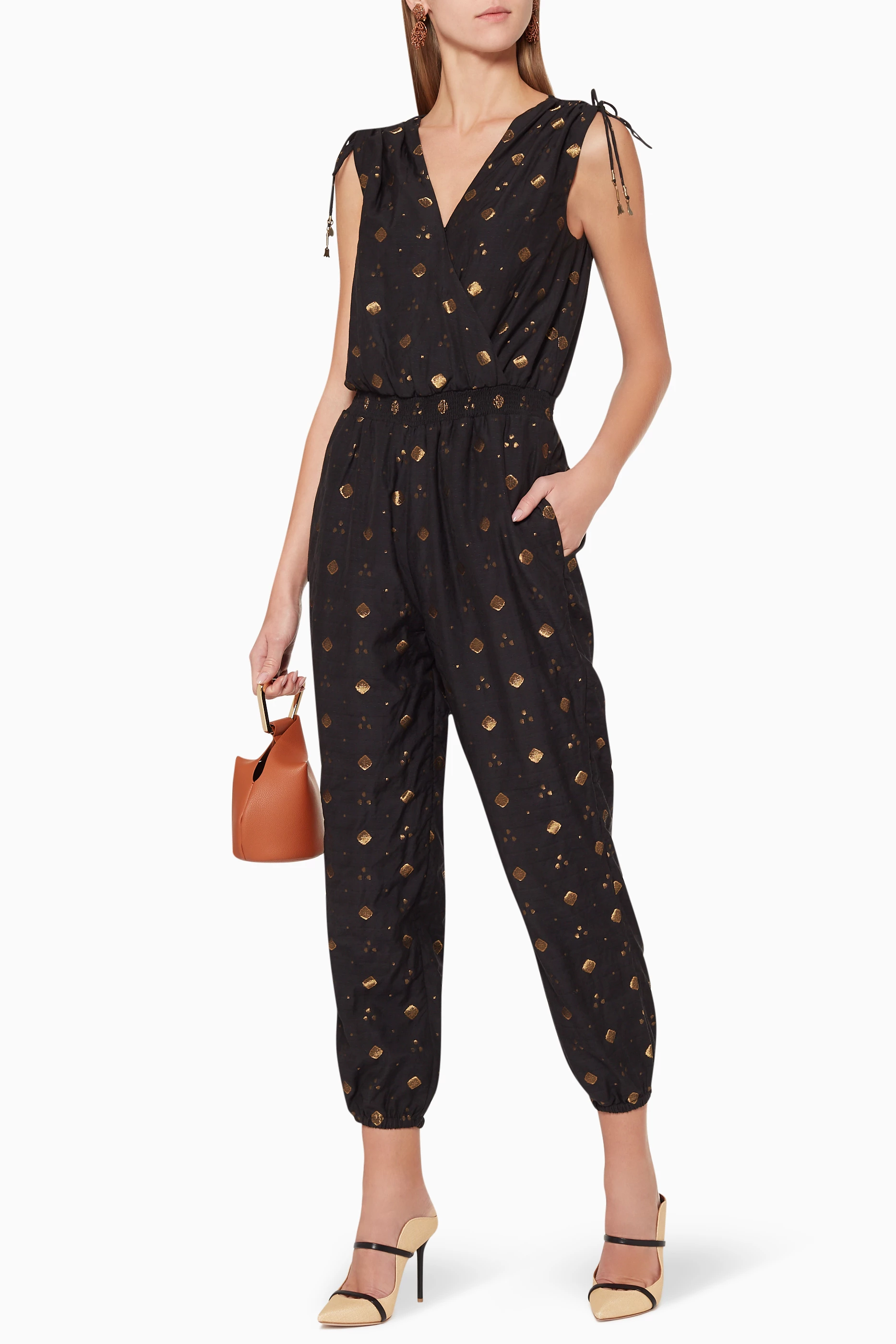 Buy Joie Black Nadezhda Metallic Print Jumpsuit for Women in UAE