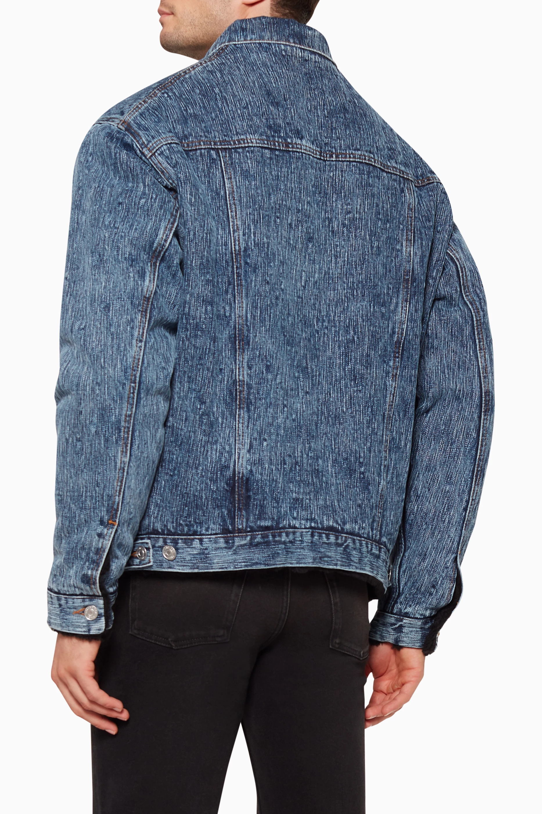 Balenciaga shearling denim jacket store