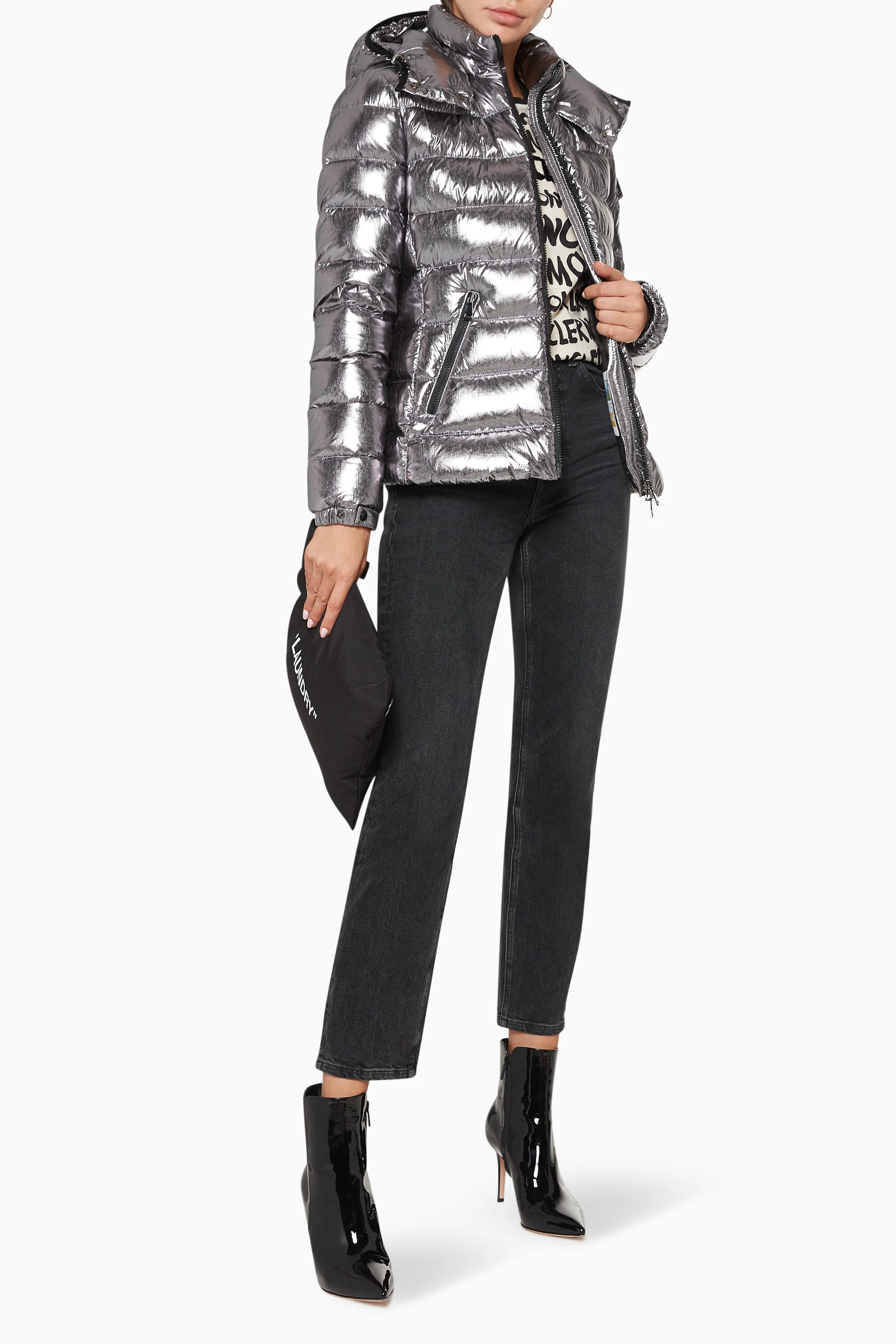 Buy Moncler Silver Bady Giubbotto Puffer Jacket for Women in UAE