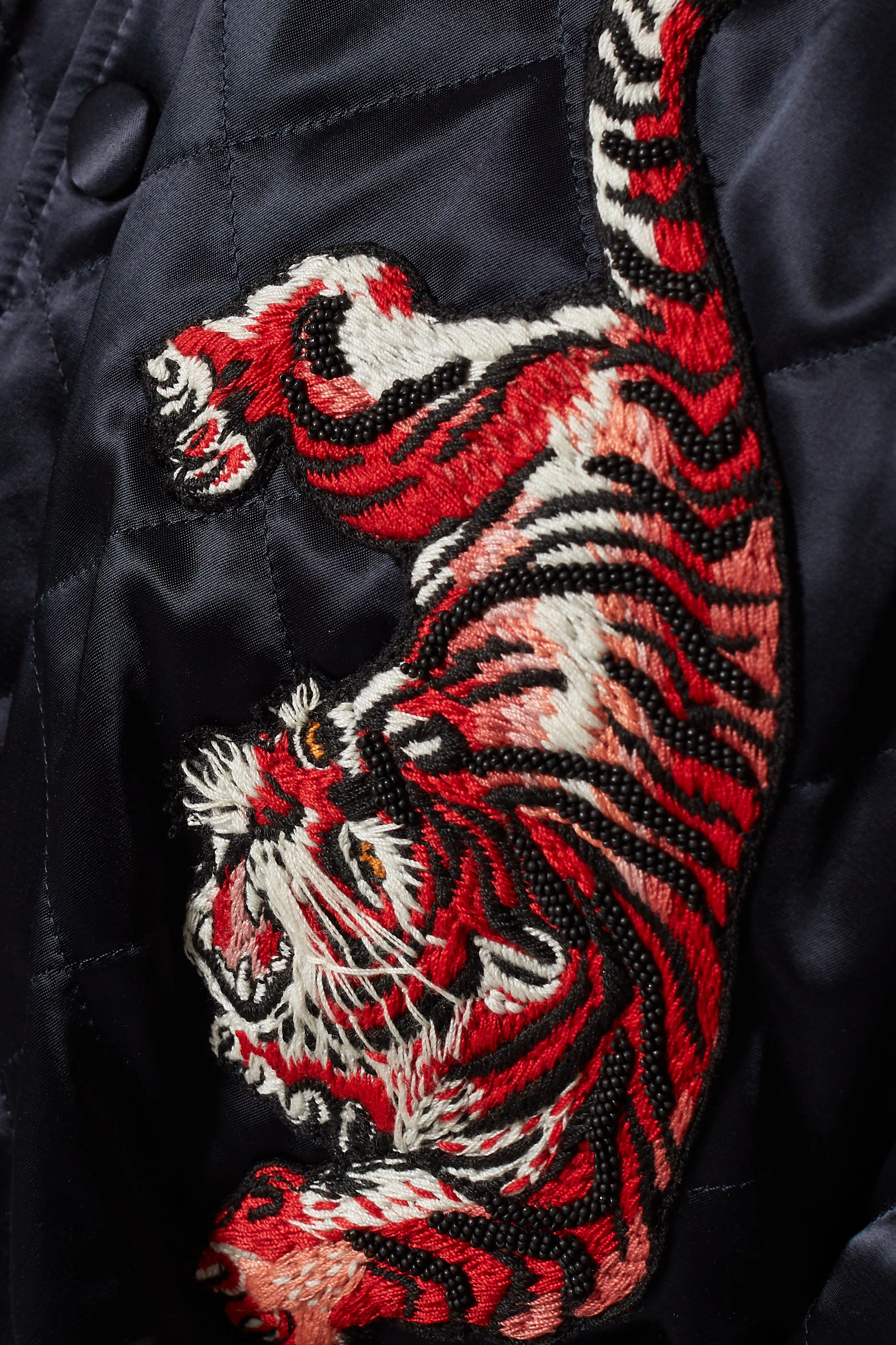 Buy Valentino Garavani Blue Tiger Embroidered Quilted Bomber