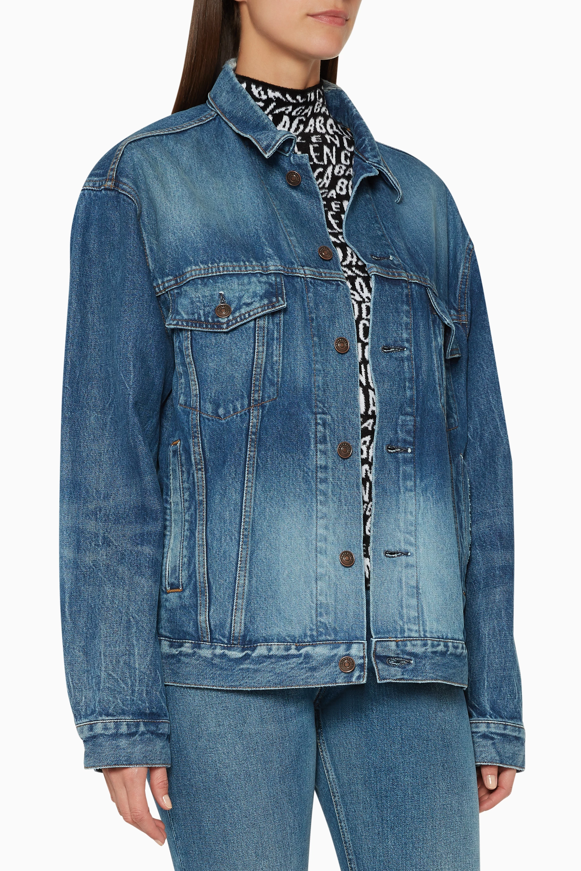 Balenciaga women's denim hotsell jacket