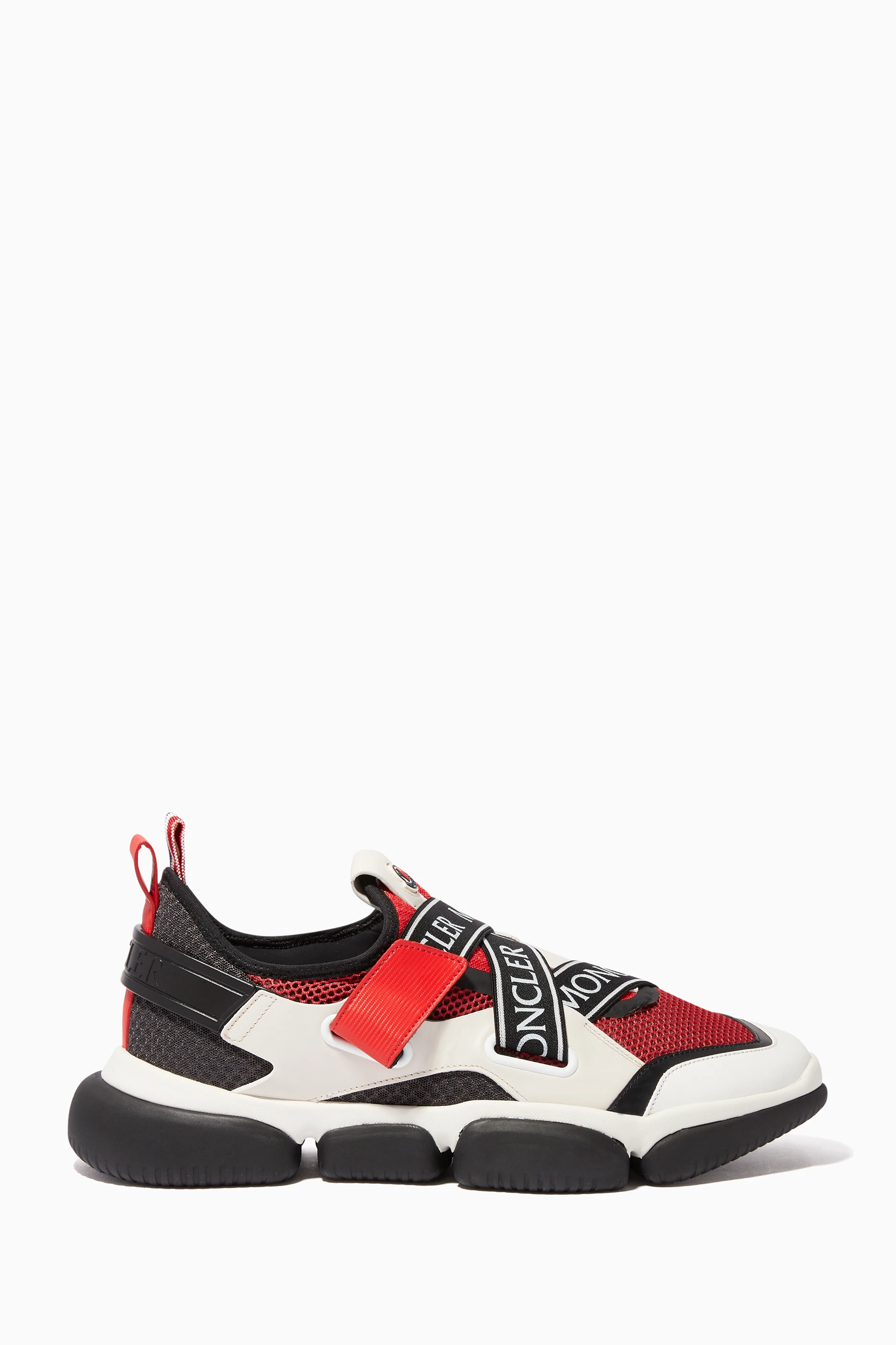 Buy Moncler Multicolour Bakary Leather Mesh Logo Strap Sneakers