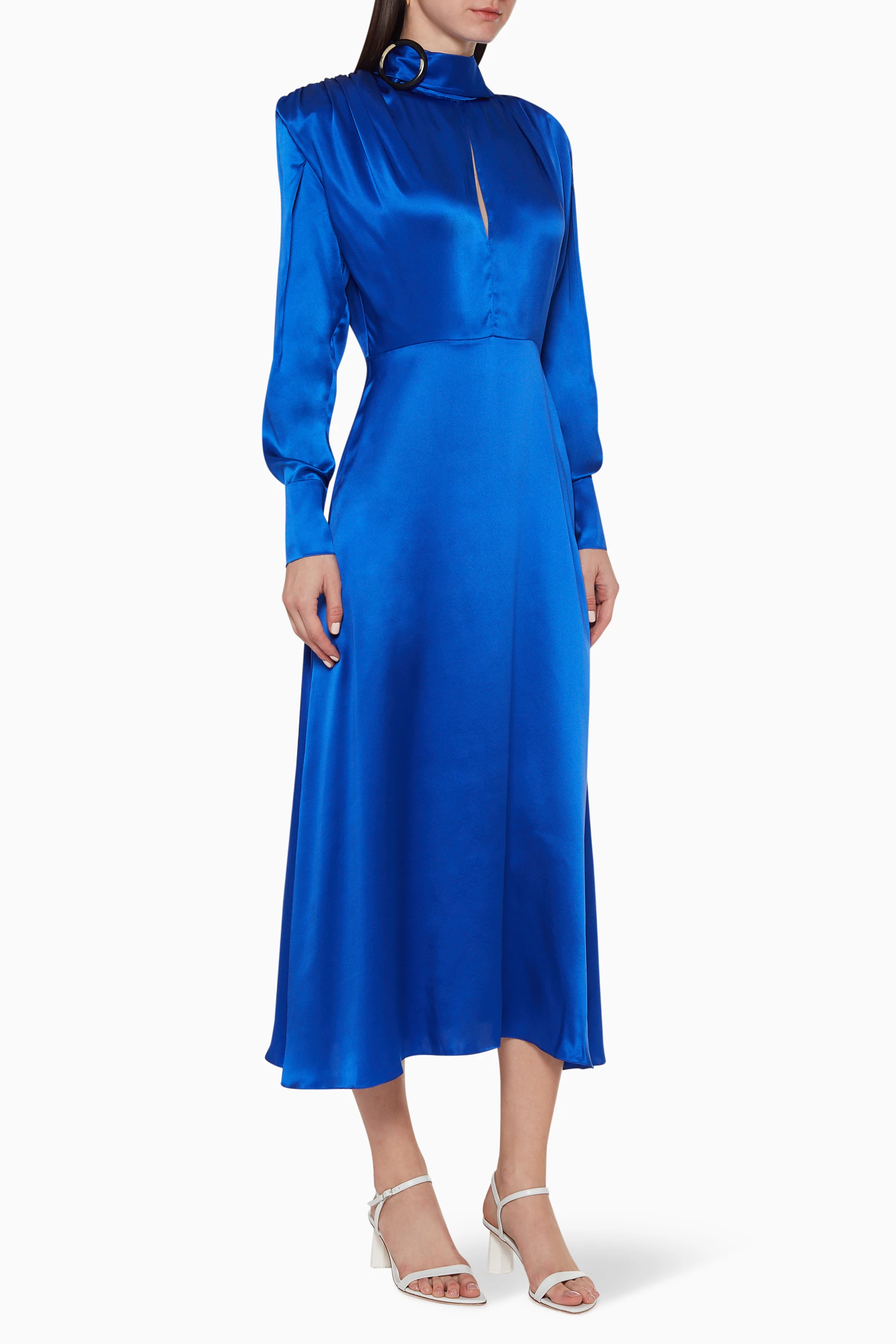 Silk sales blue dress