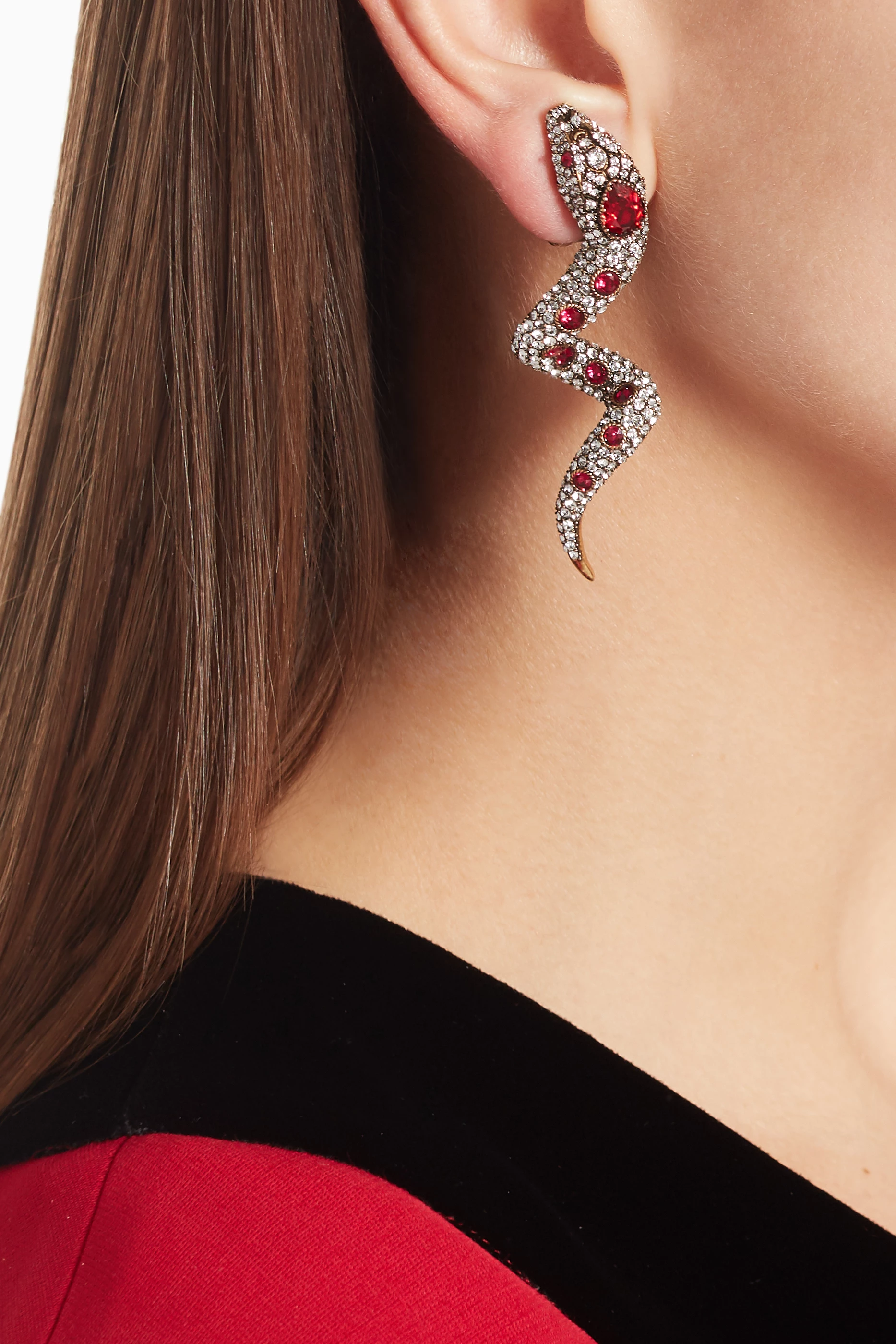 Buy Gucci Red Snake Crystal Set Earrings for Women in UAE Ounass