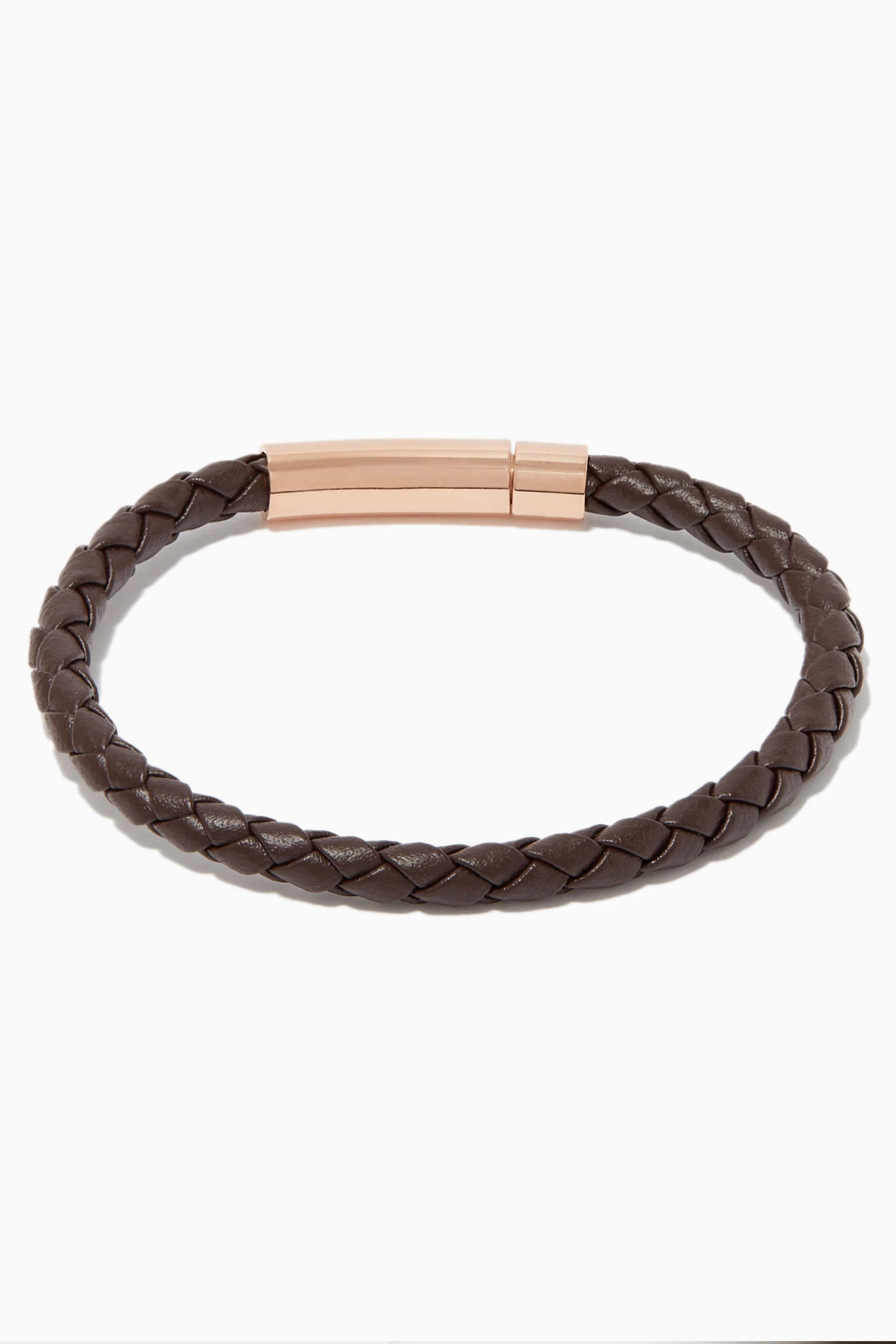 Buy Roderer Rose Gold Matteo Woven Leather Bracelet for Men in UAE