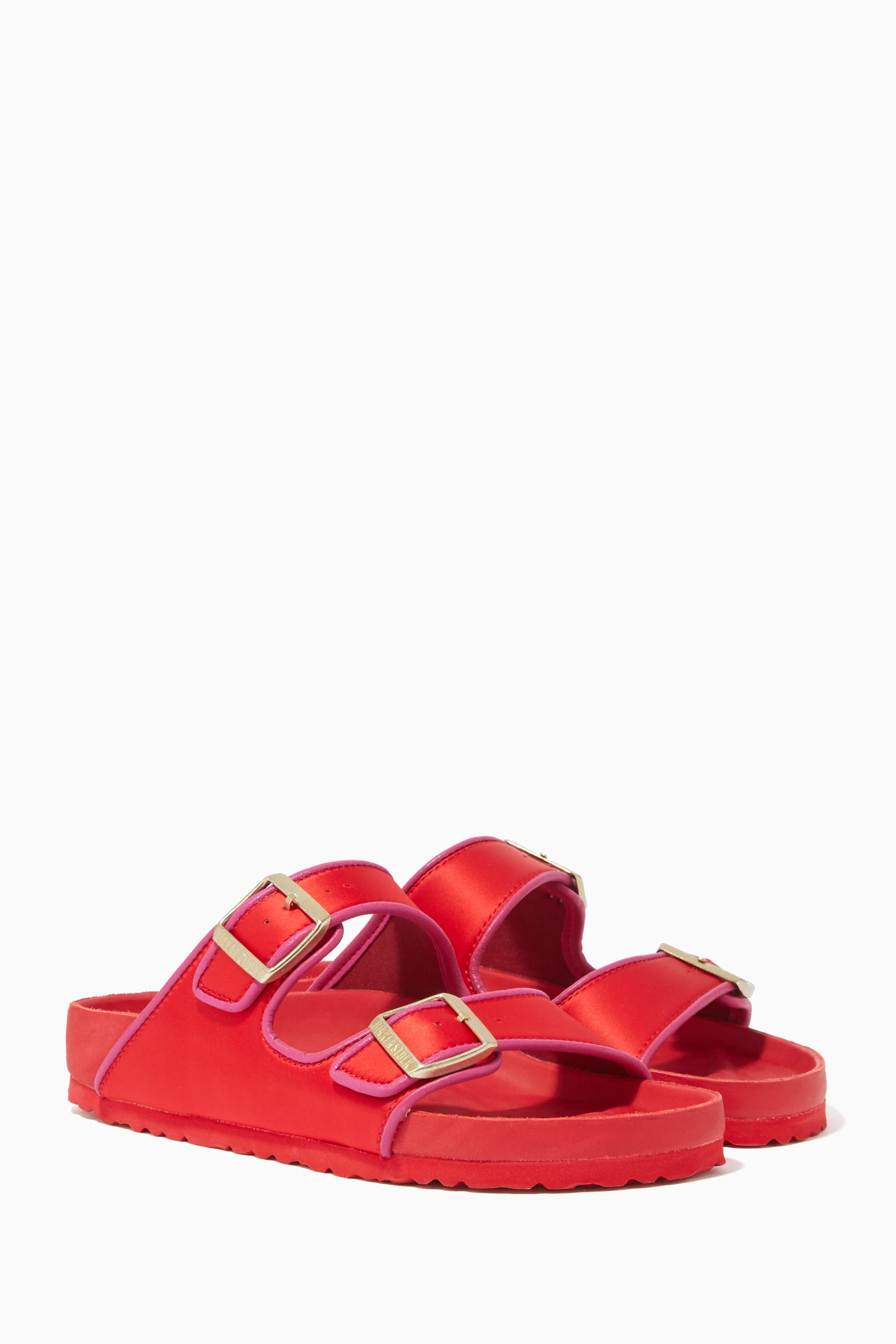Buy Birkenstock Red Arizona Il Dolce Far Niente Satin Sandals for