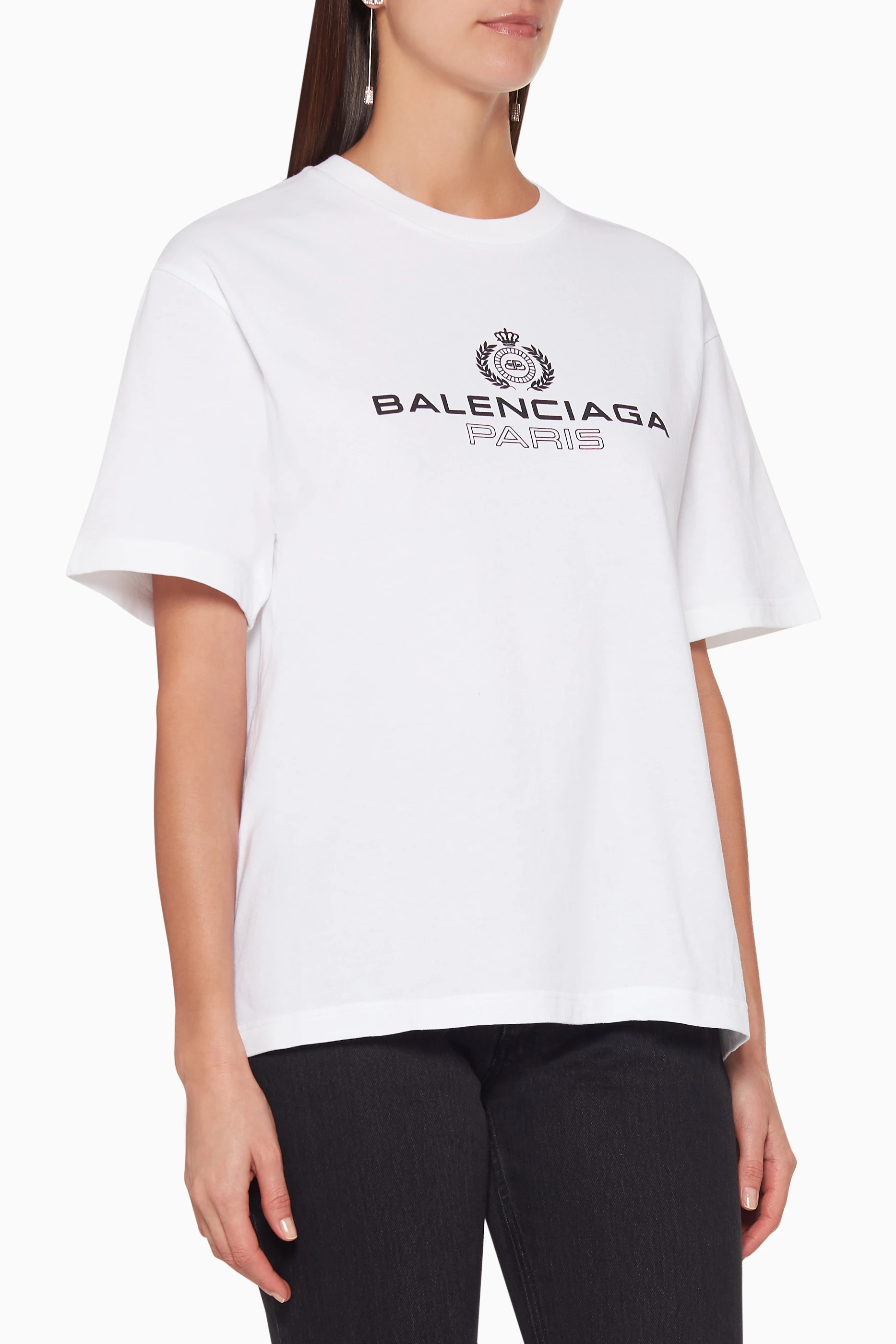 Buy Balenciaga White Paris T Shirt for Women in UAE Ounass