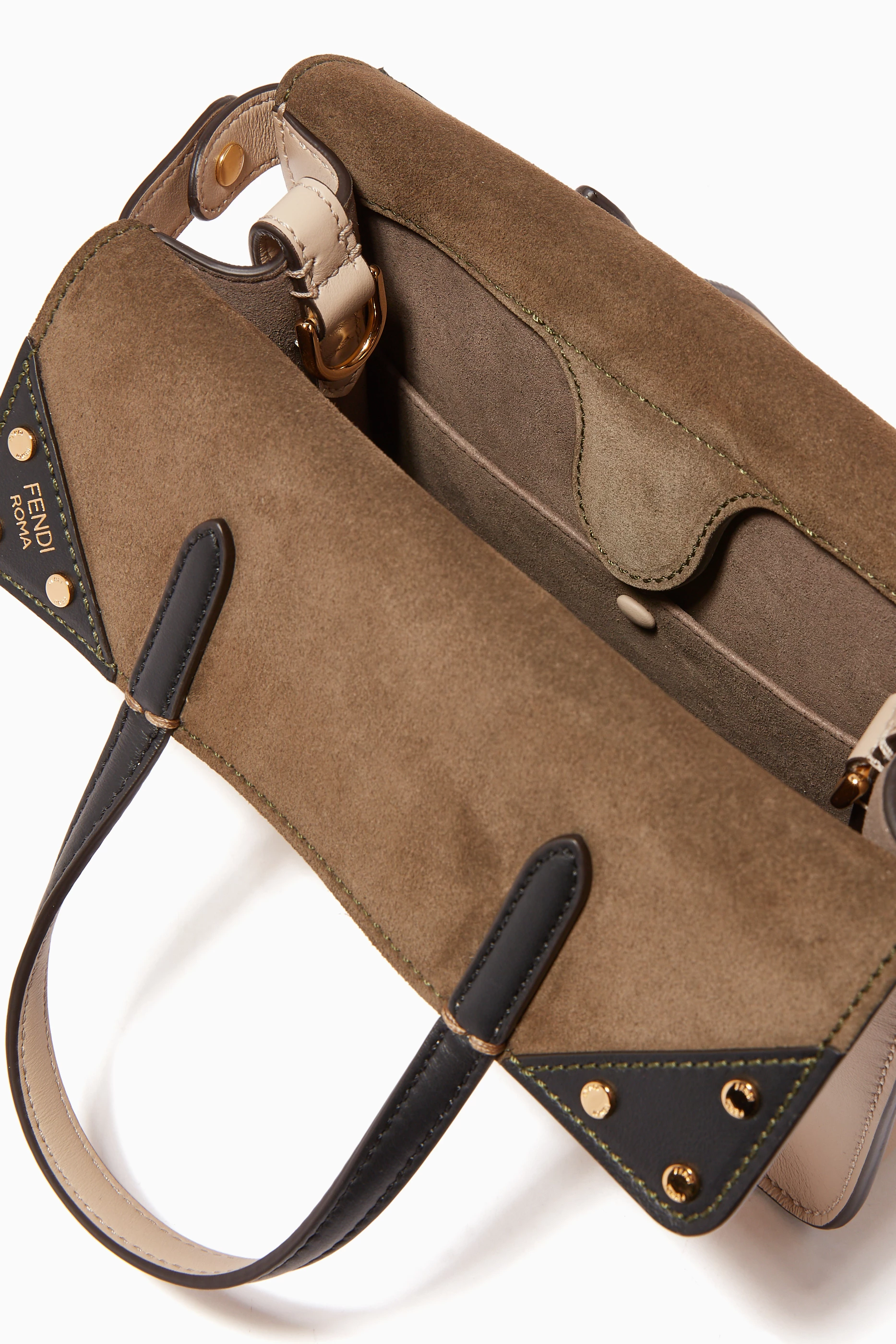 Buy Fendi Neutral Small Fendi Flip Leather Bag for Women in UAE