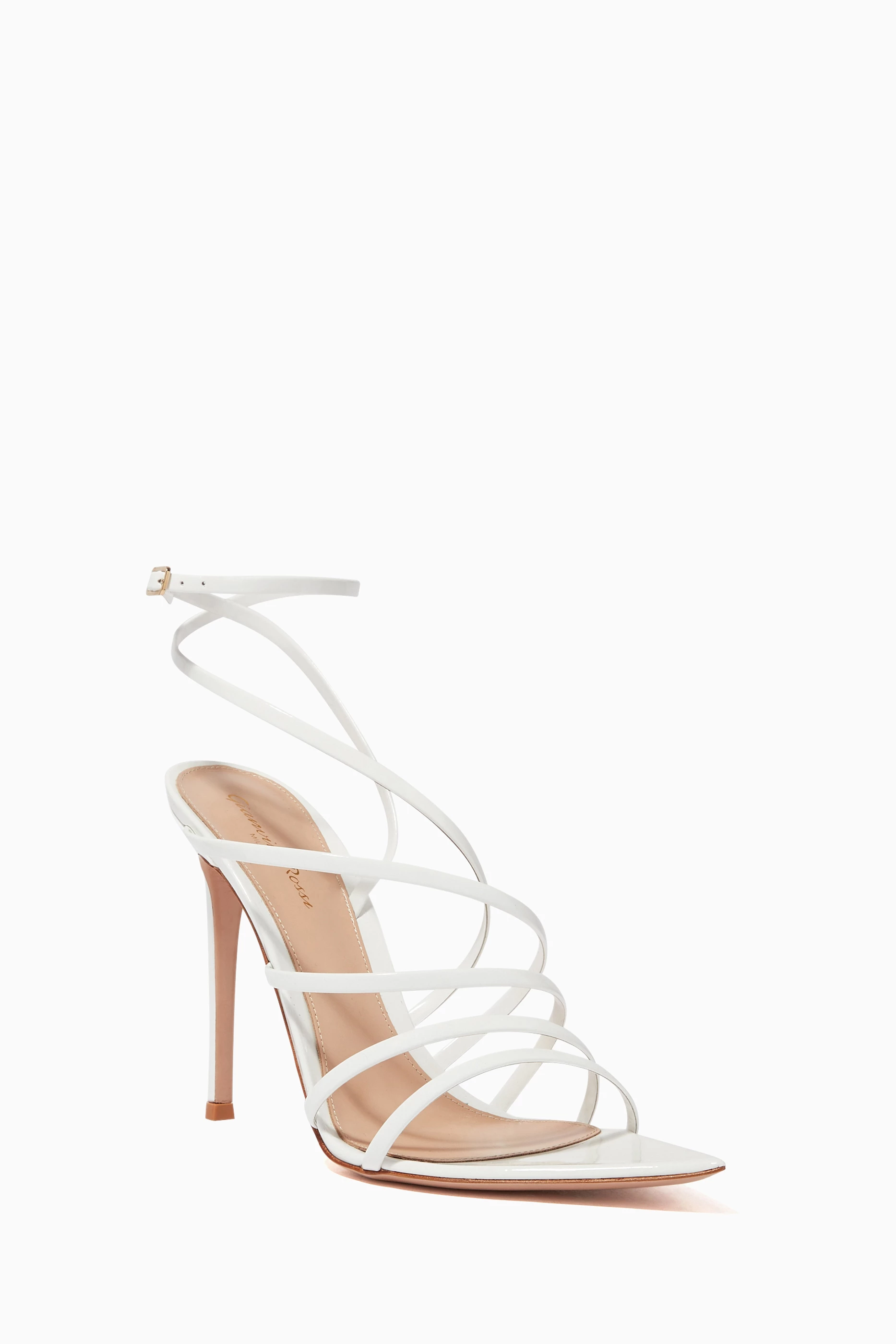 Buy Gianvito Rossi White Eclypse 105 Patent Leather Sandals for