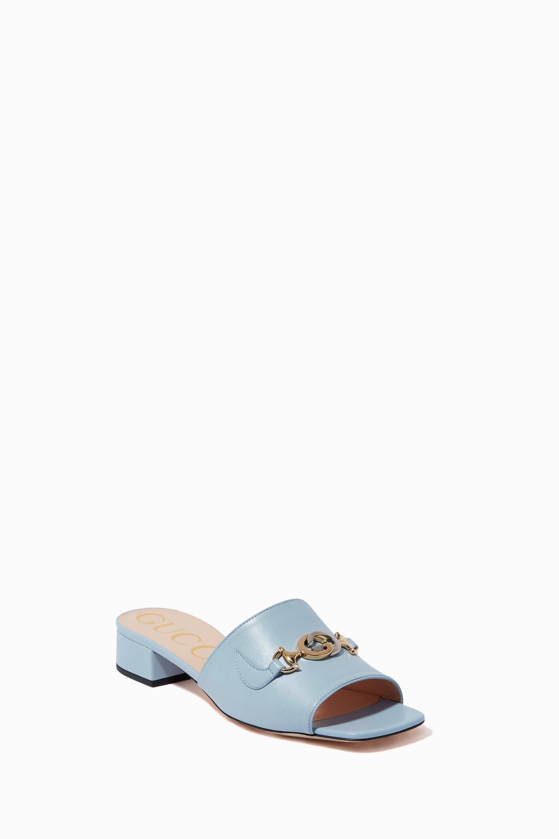 Buy Gucci Blue Zumi 25 Slide Sandals in Leather for Women in UAE