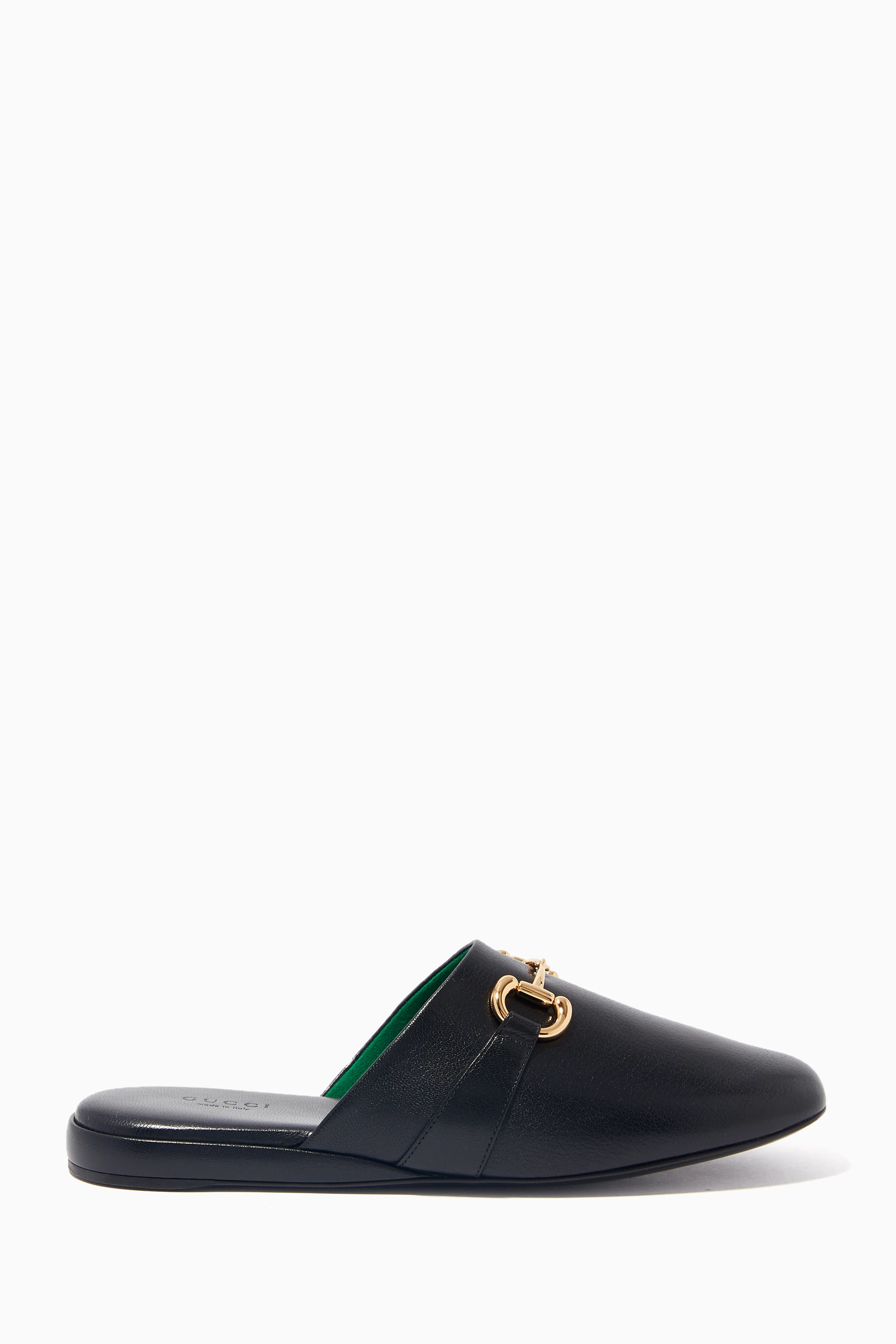 Buy Gucci Black Pericle Horsebit Leather Mules for Women in UAE