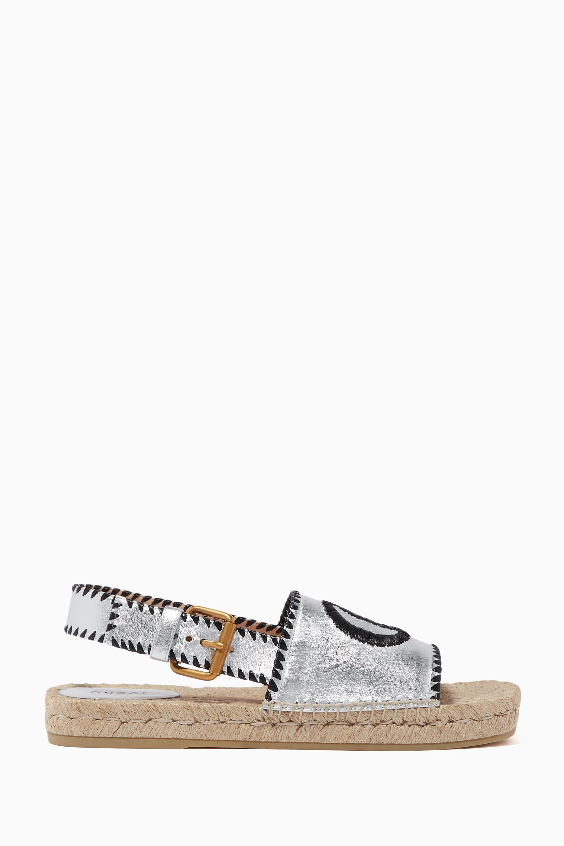 Gucci metallic leather espadrille sandals best sale