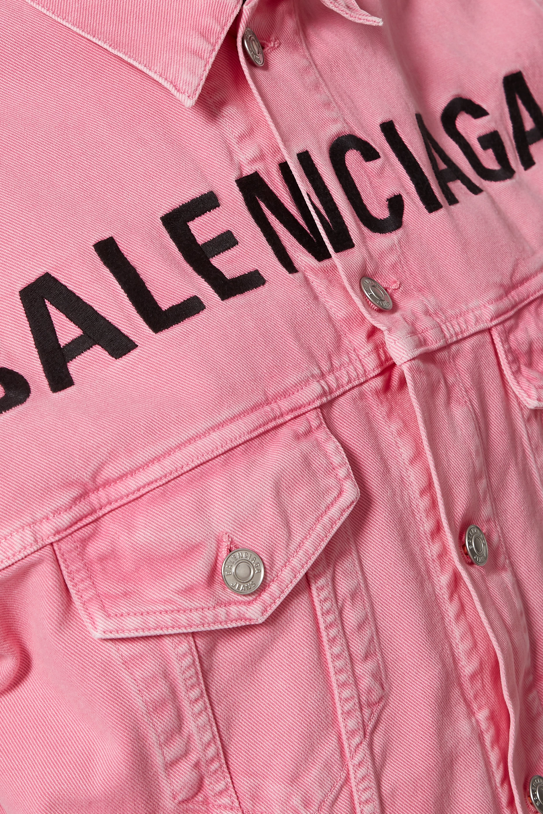 Buy Balenciaga Pink Logo Denim Jacket for Women in UAE Ounass