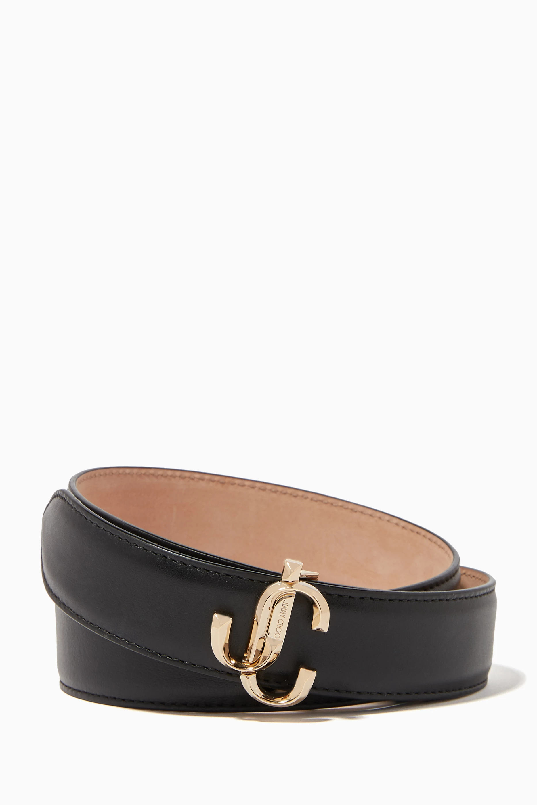 Buy Jimmy Choo Black Felisa JC Monogram Leather Belt for Women in