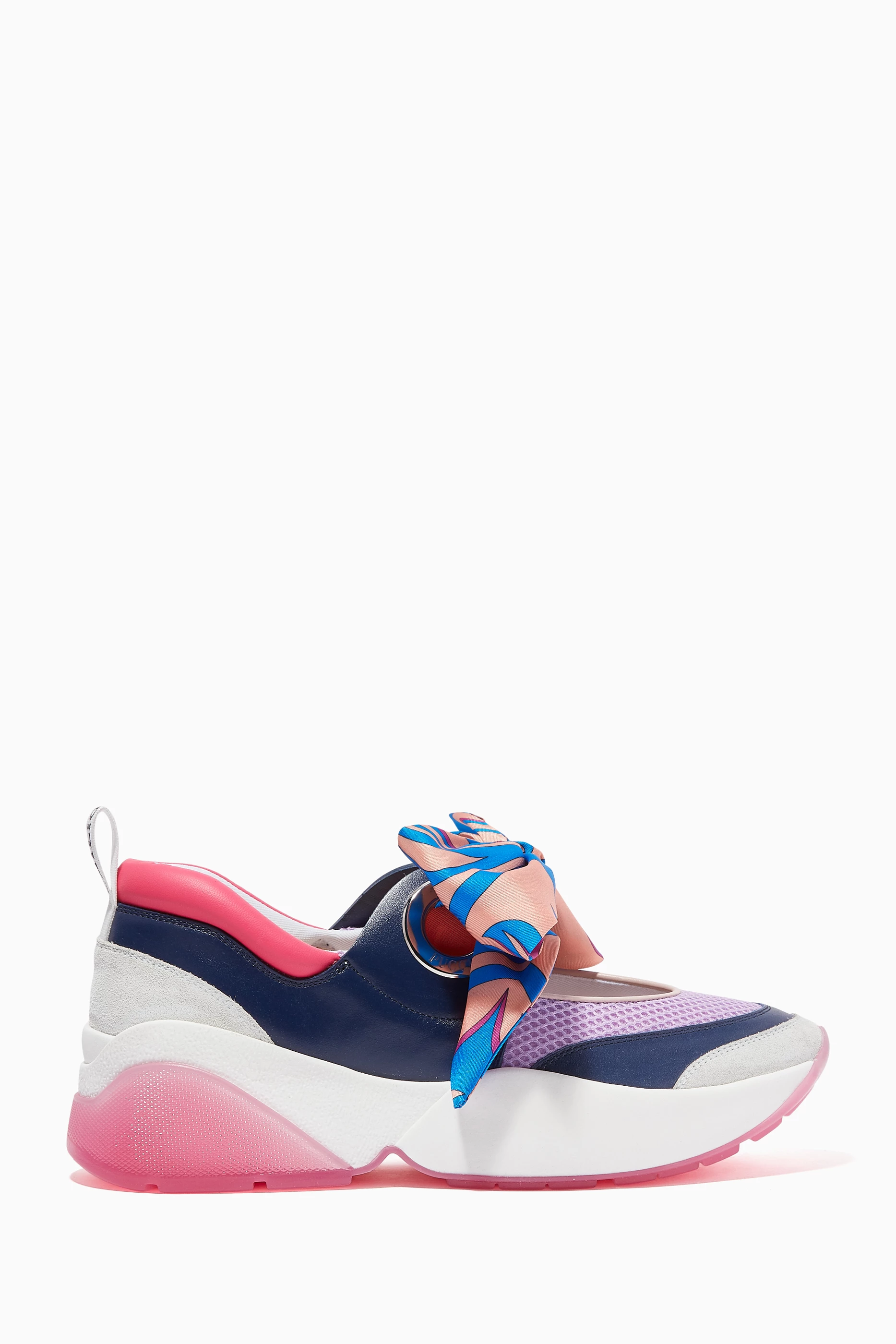Buy Emilio Pucci Multicolour Scarf Embellished Sneakers for Women