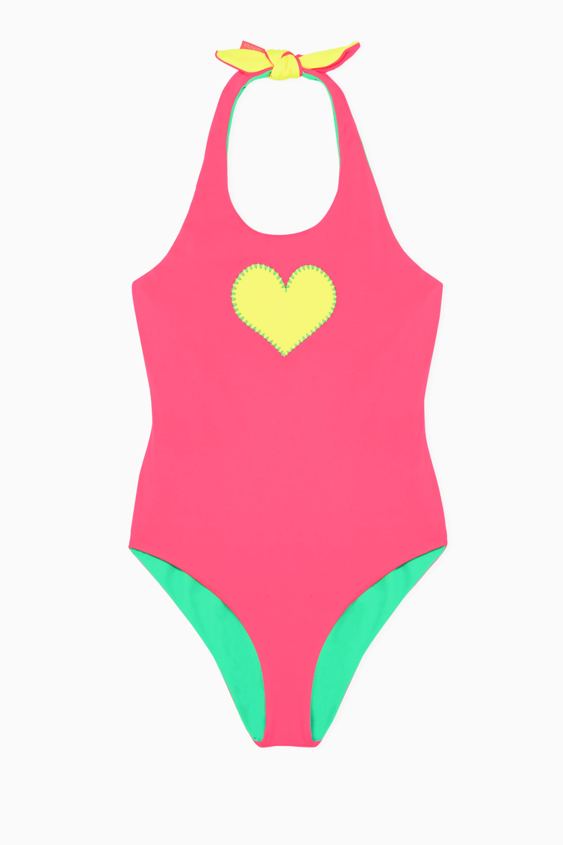 Buy Sunuva Pink Reversible Heart Swimsuit for Girls in UAE Ounass