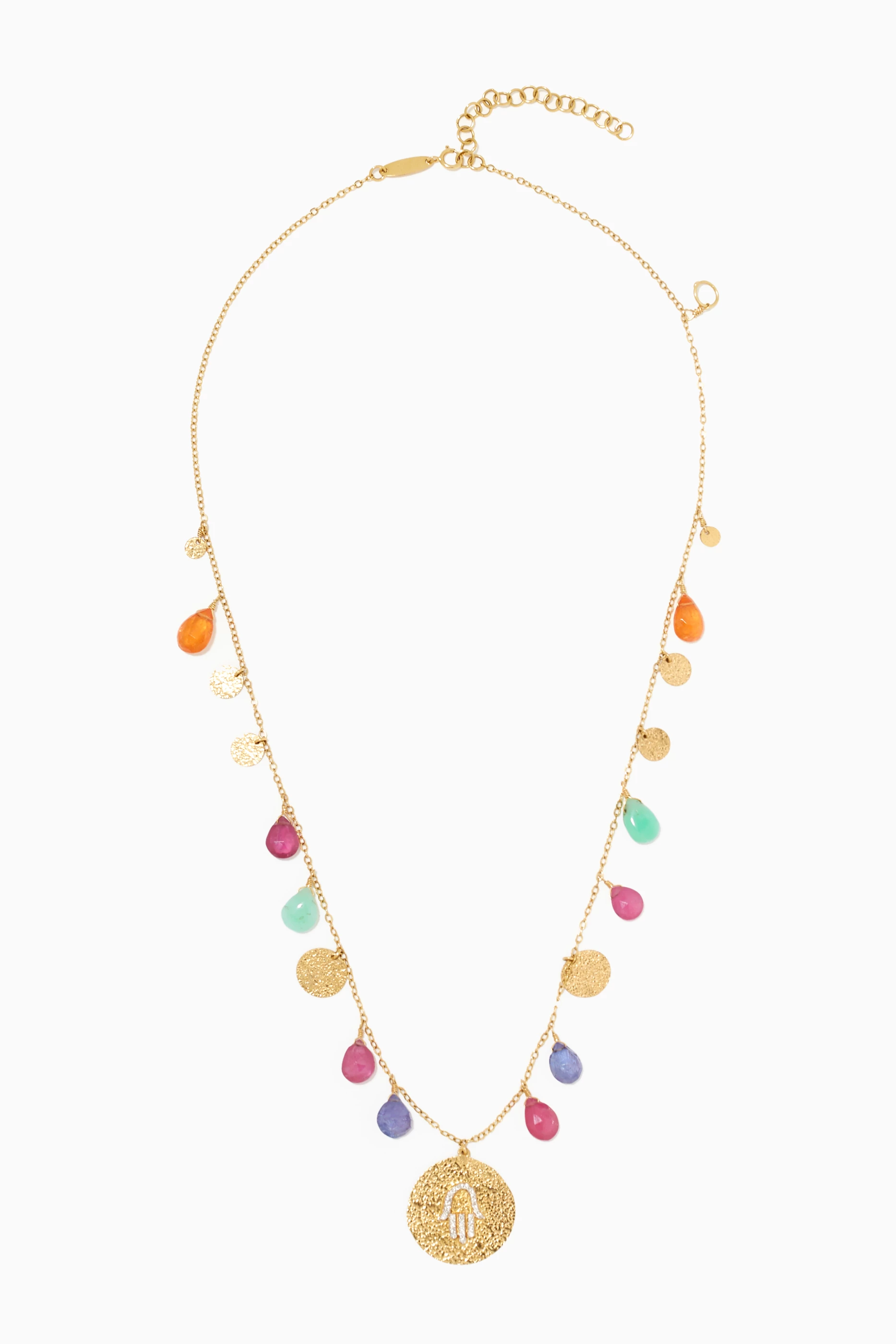 Buy Dima Jewellery Multicolour Gold Hamsa Hand Necklace for Women
