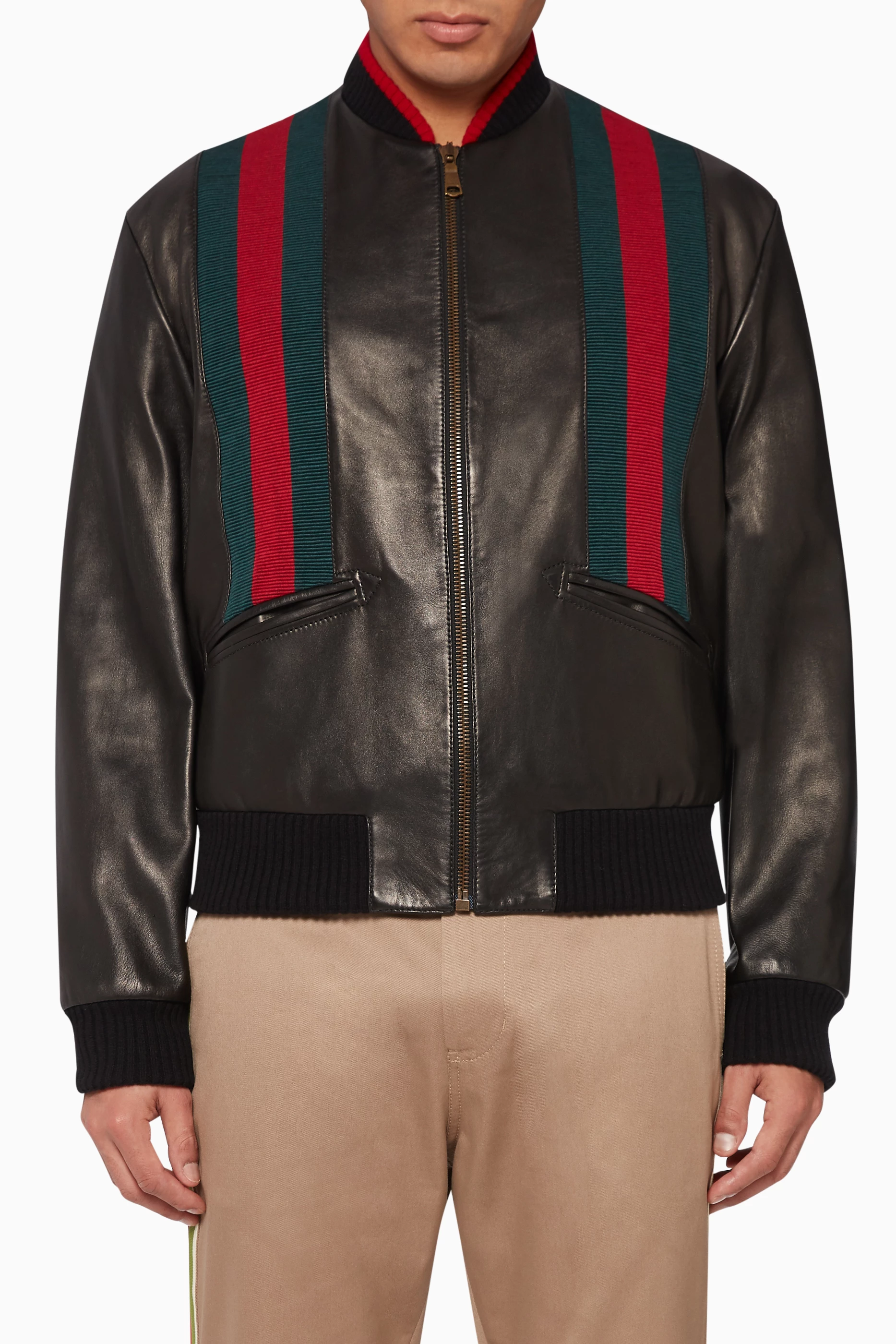 Buy Gucci Black Leather Bomber Jacket for Men in UAE Ounass