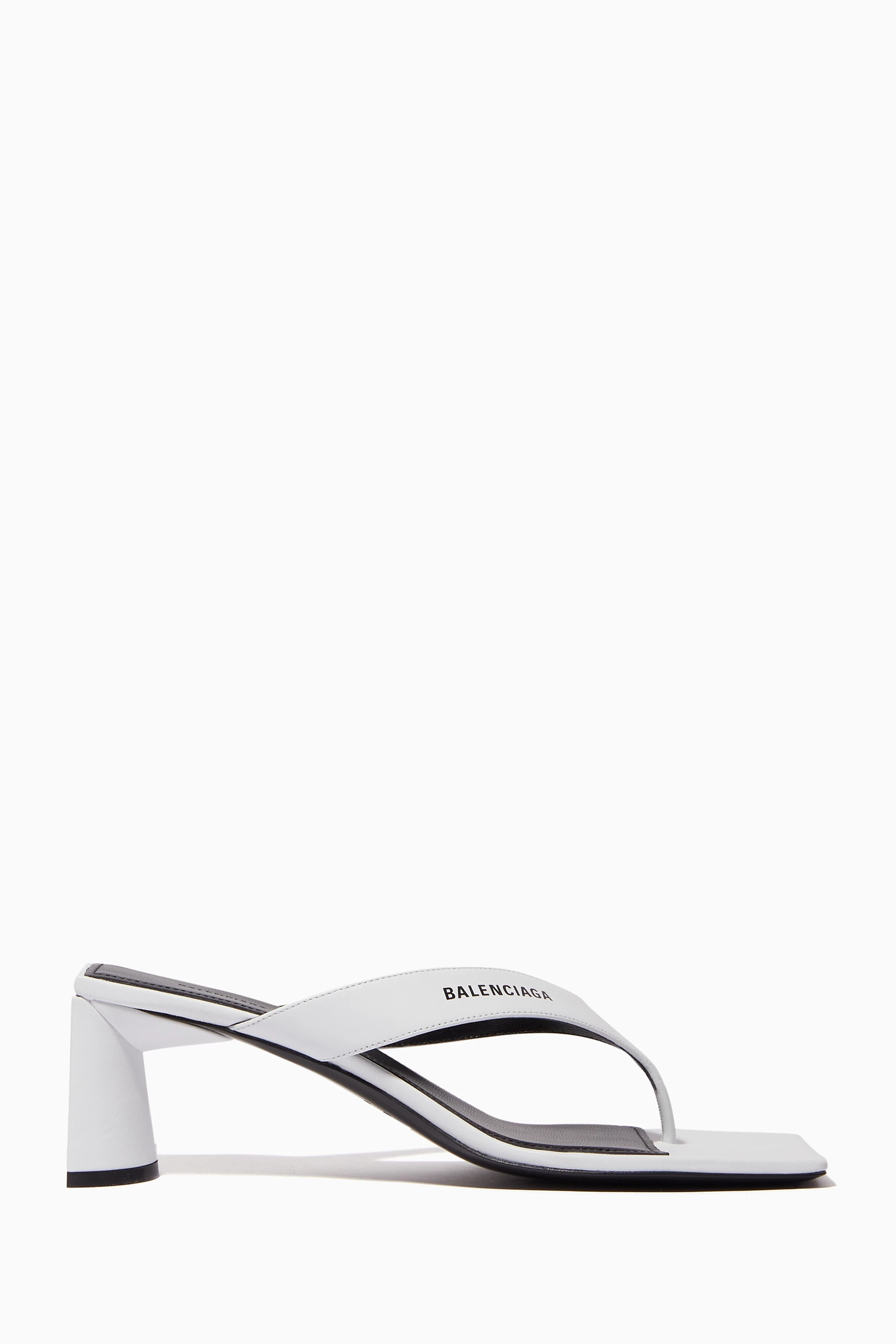 Buy Balenciaga White Double Square Leather Sandals for Women in