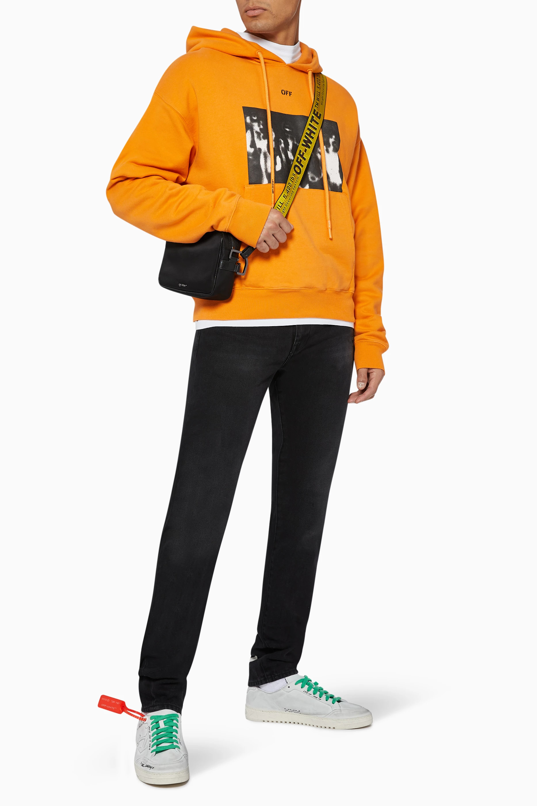 Orange off sales white hoodie