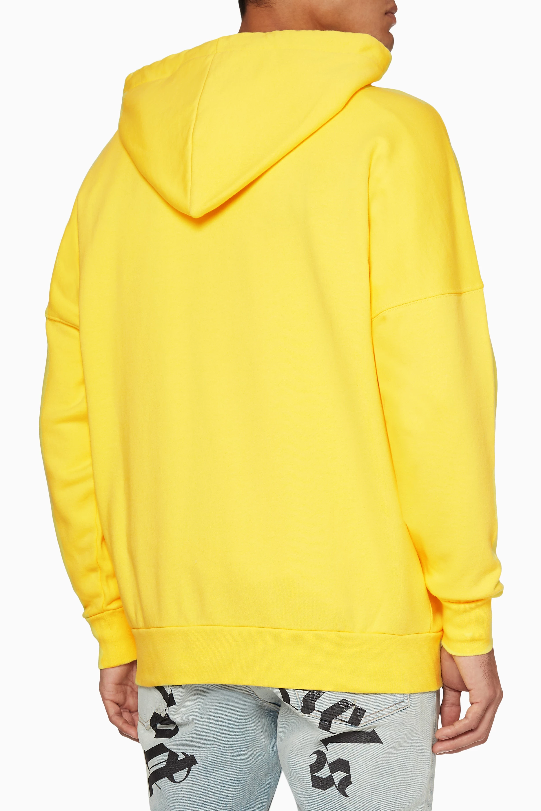 Buy Palm Angels Yellow Logo Print Cotton Hoodie for Men in UAE