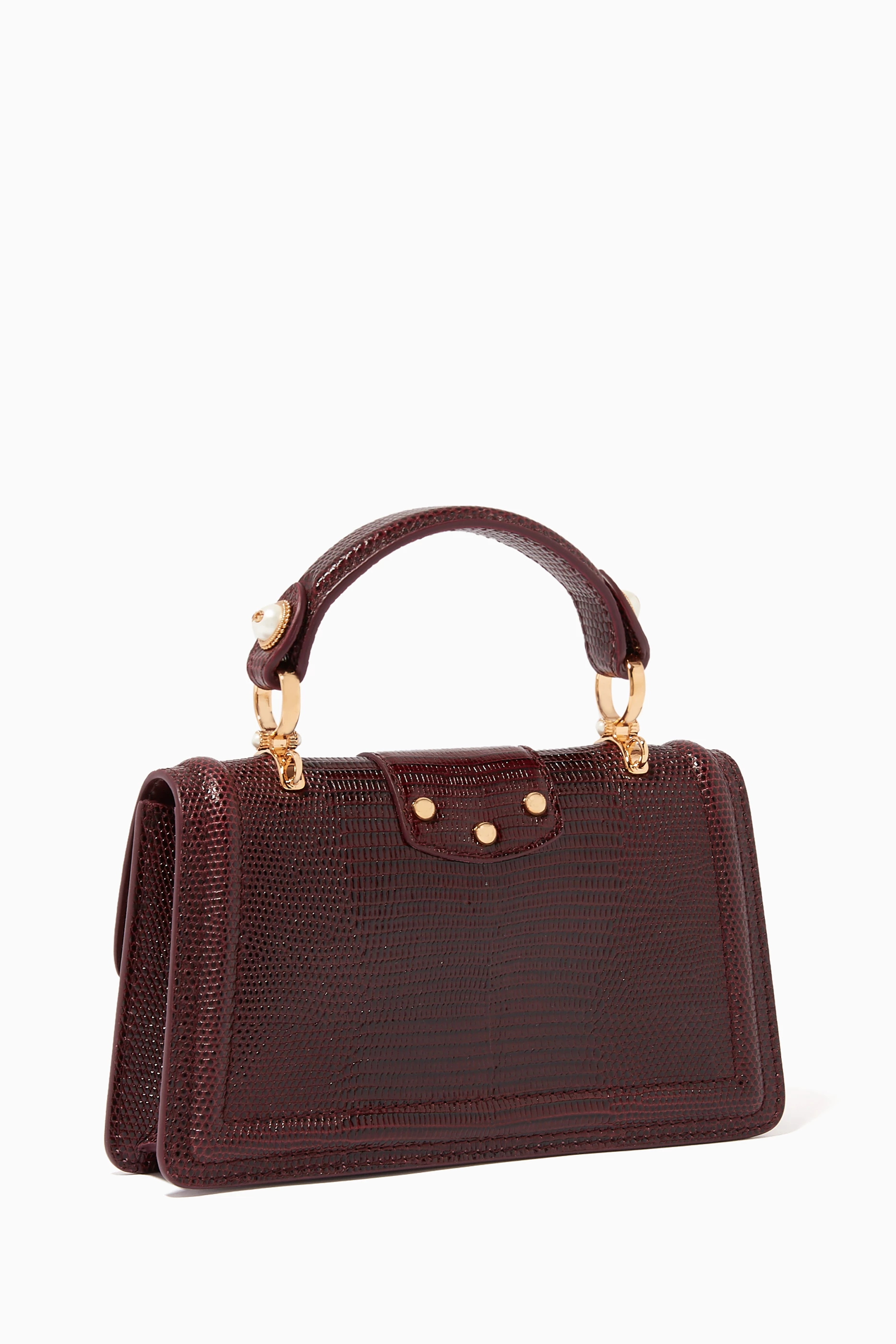 Buy Dolce Gabbana Red DG Amore Iguana Embossed Phone Bag for