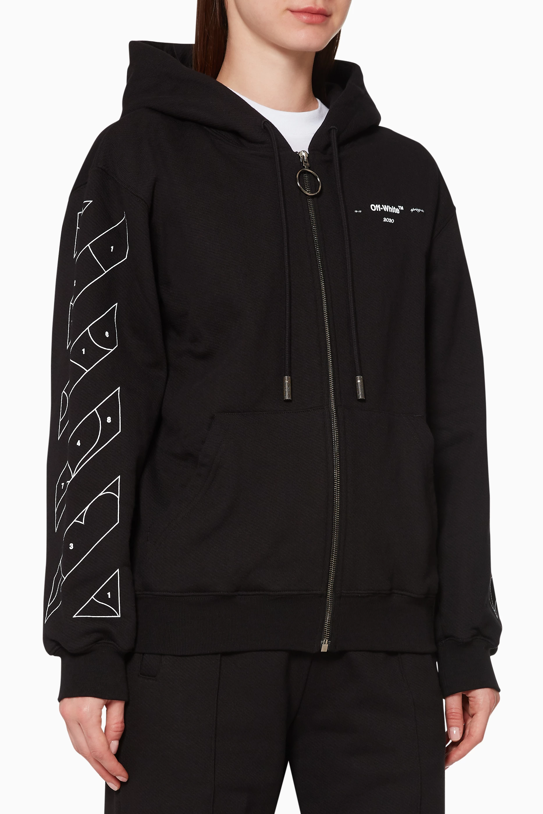 Off white zipper deals hoodie