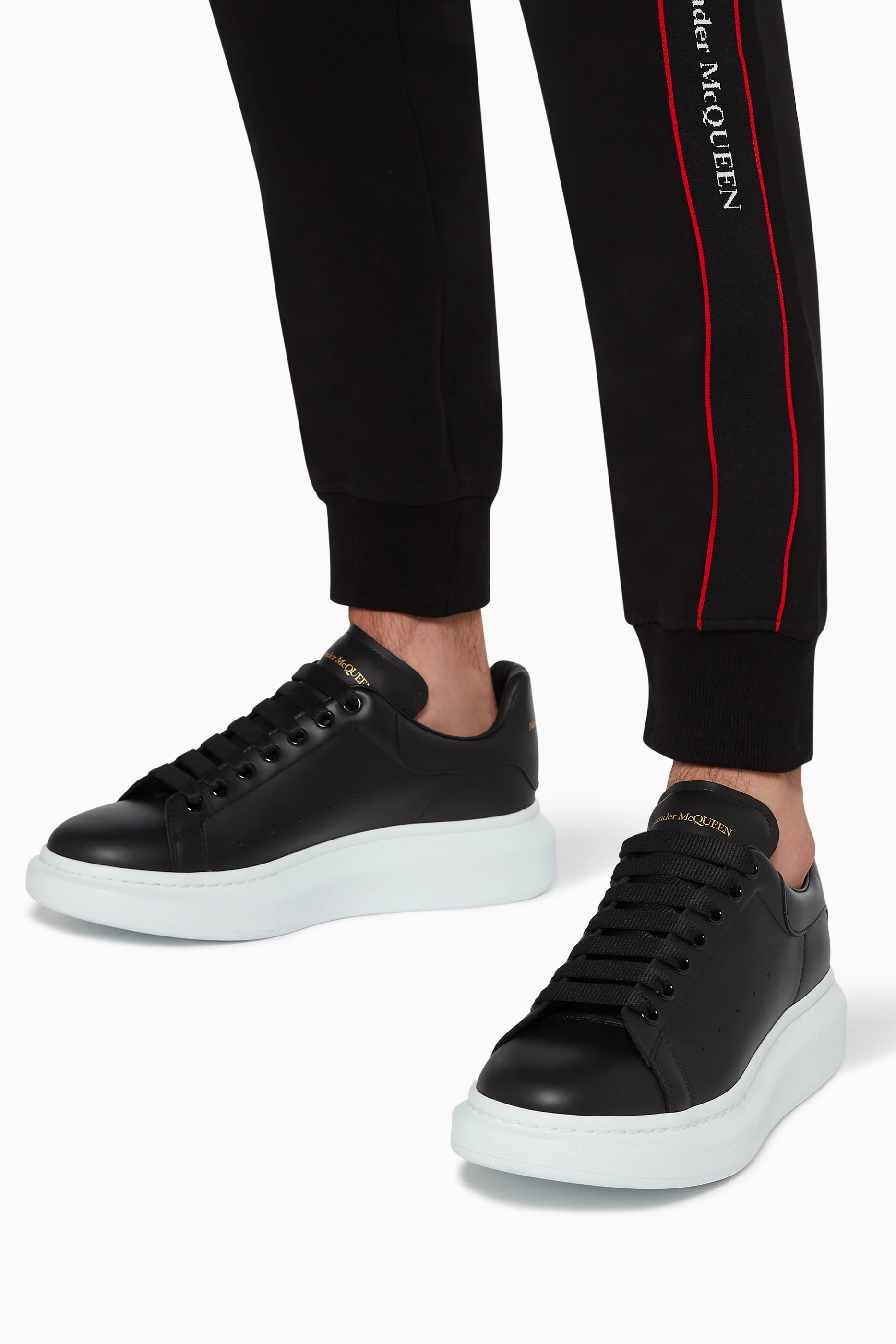 Alexander mcqueen sneakers black leather discount