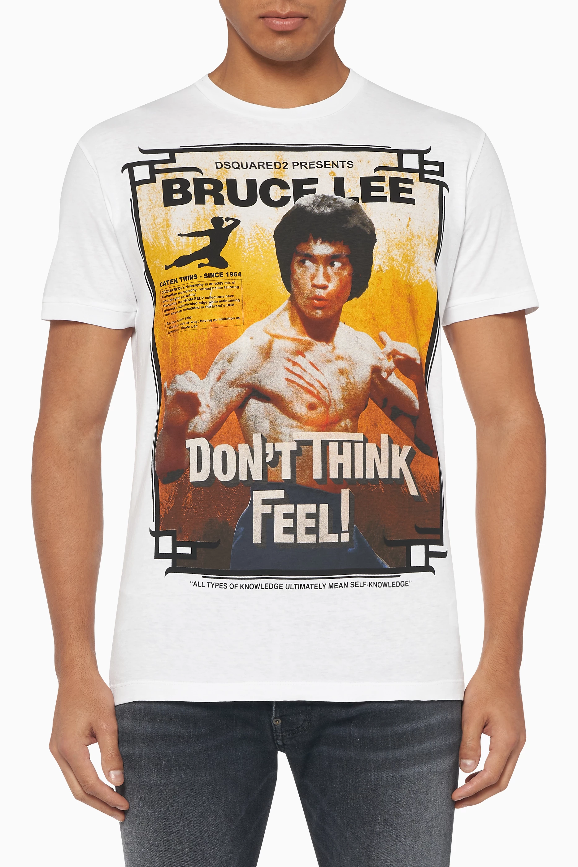 Buy Dsquared2 White Bruce Lee Print T Shirt for Men in UAE Ounass