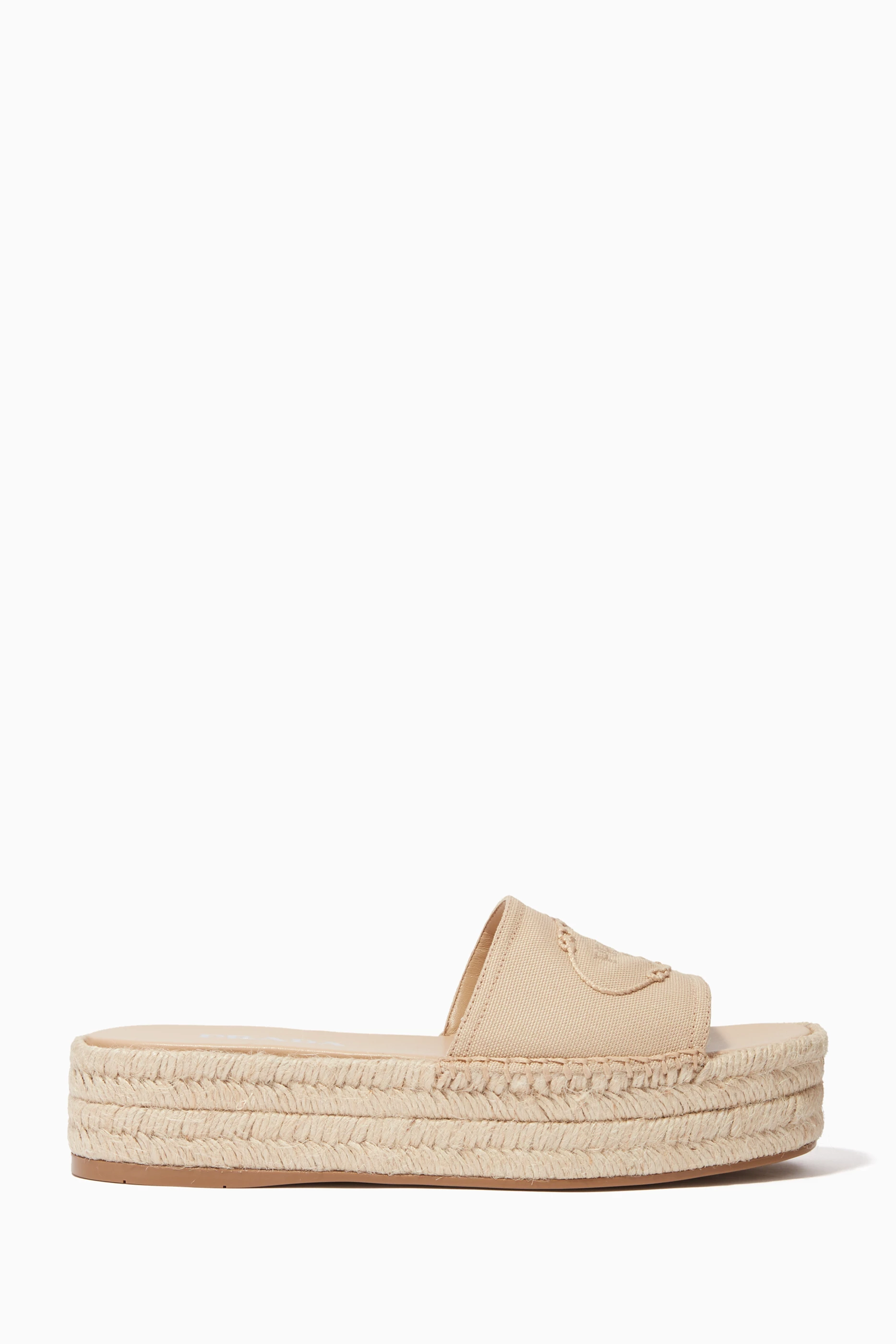 Prada canvas cheap espadrille slides