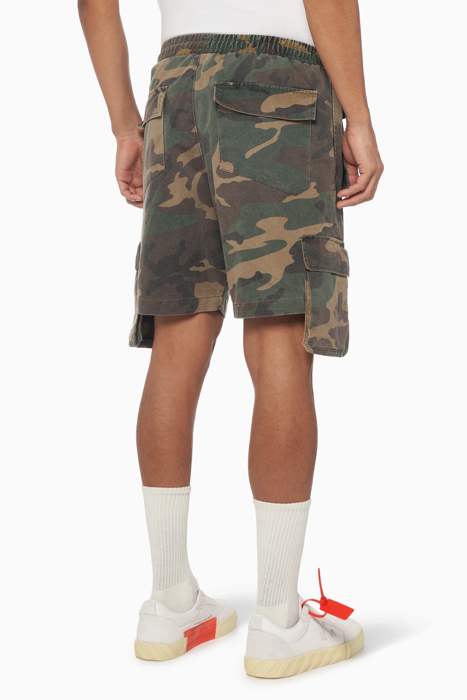 Buy Rhude Green Camouflage Print Cargo Shorts for Men in UAE