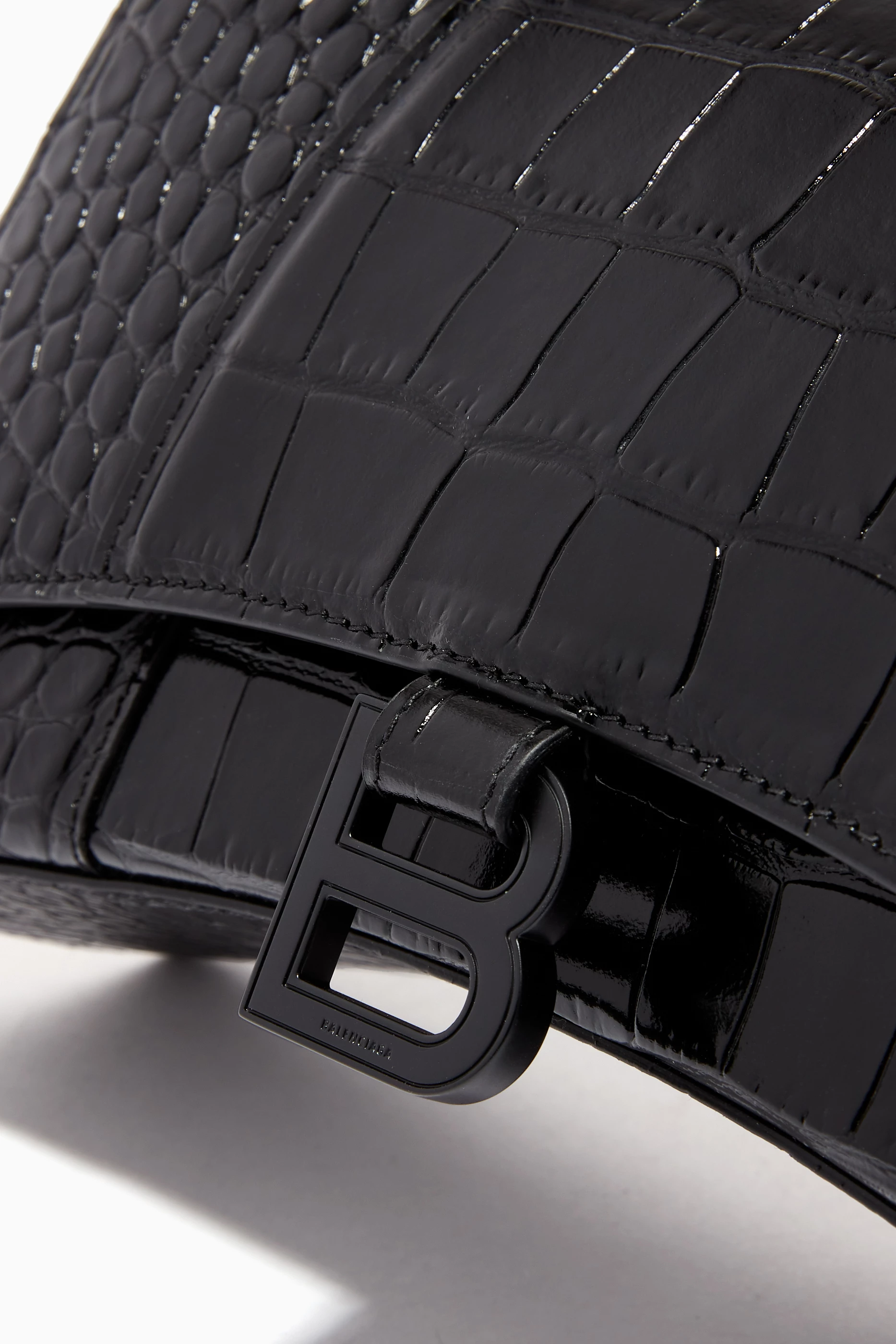 Buy Balenciaga Black Hourglass Sling Shoulder Bag in Shiny