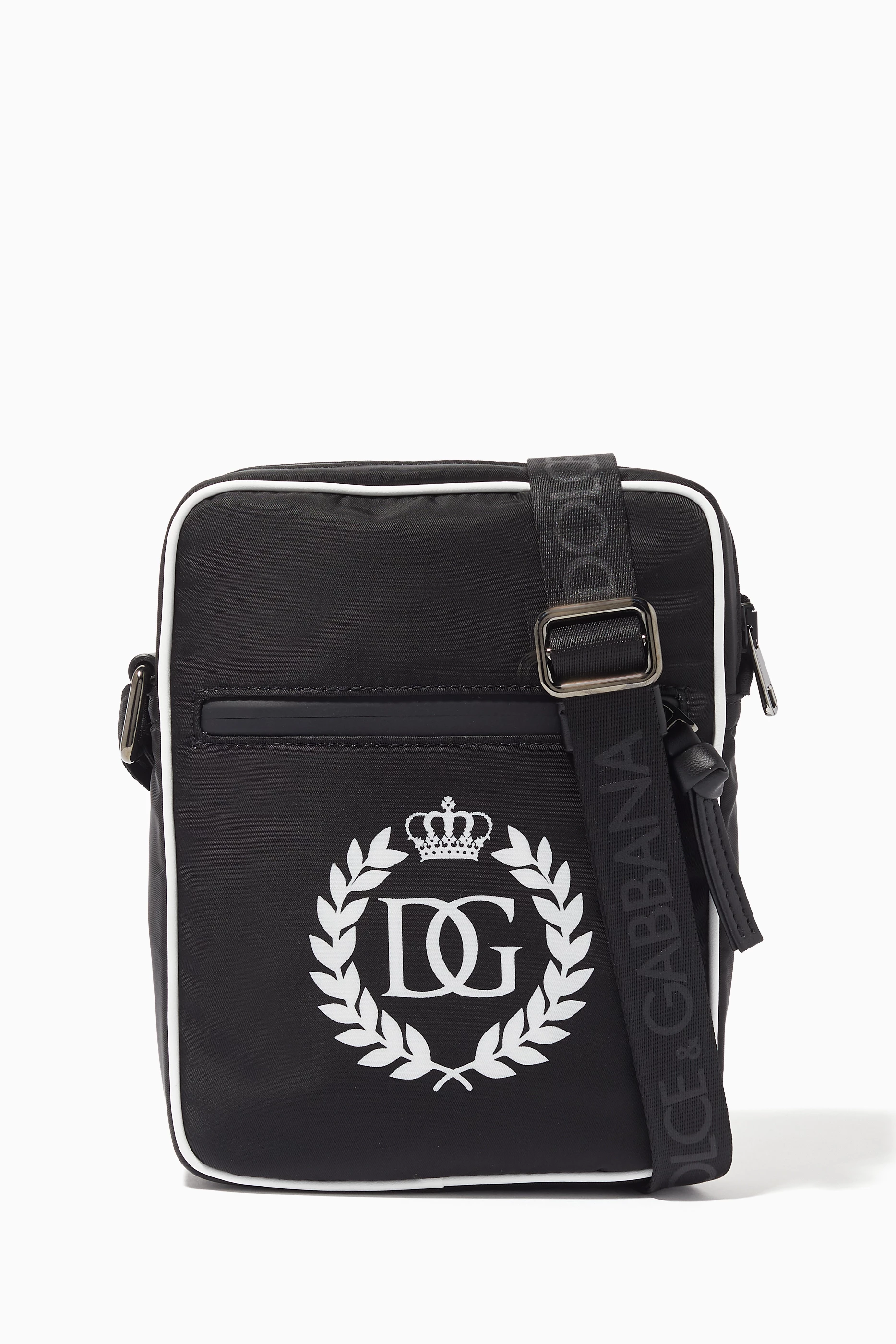 Buy Dolce Gabbana Black Logo Print Nylon Side Bag for Boys in
