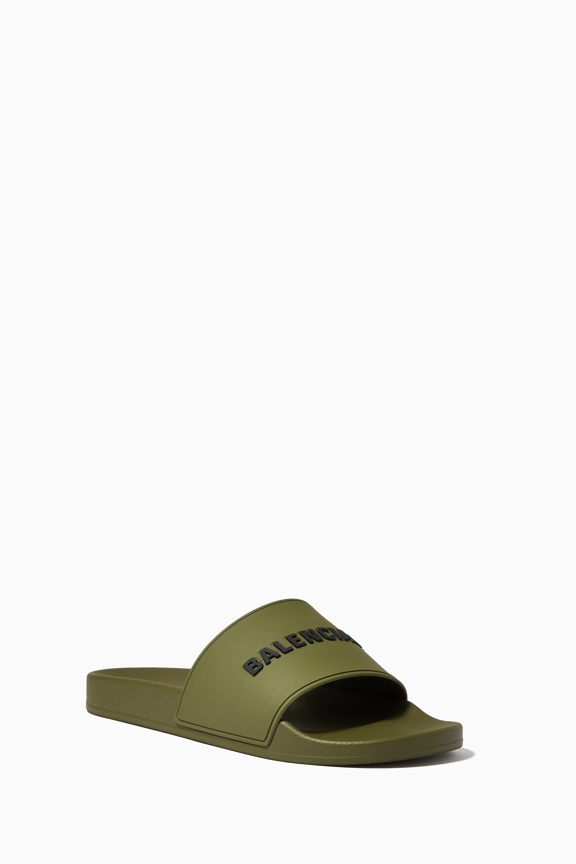 Buy Balenciaga Green Piscine Slide Sandals in Rubber for Men in