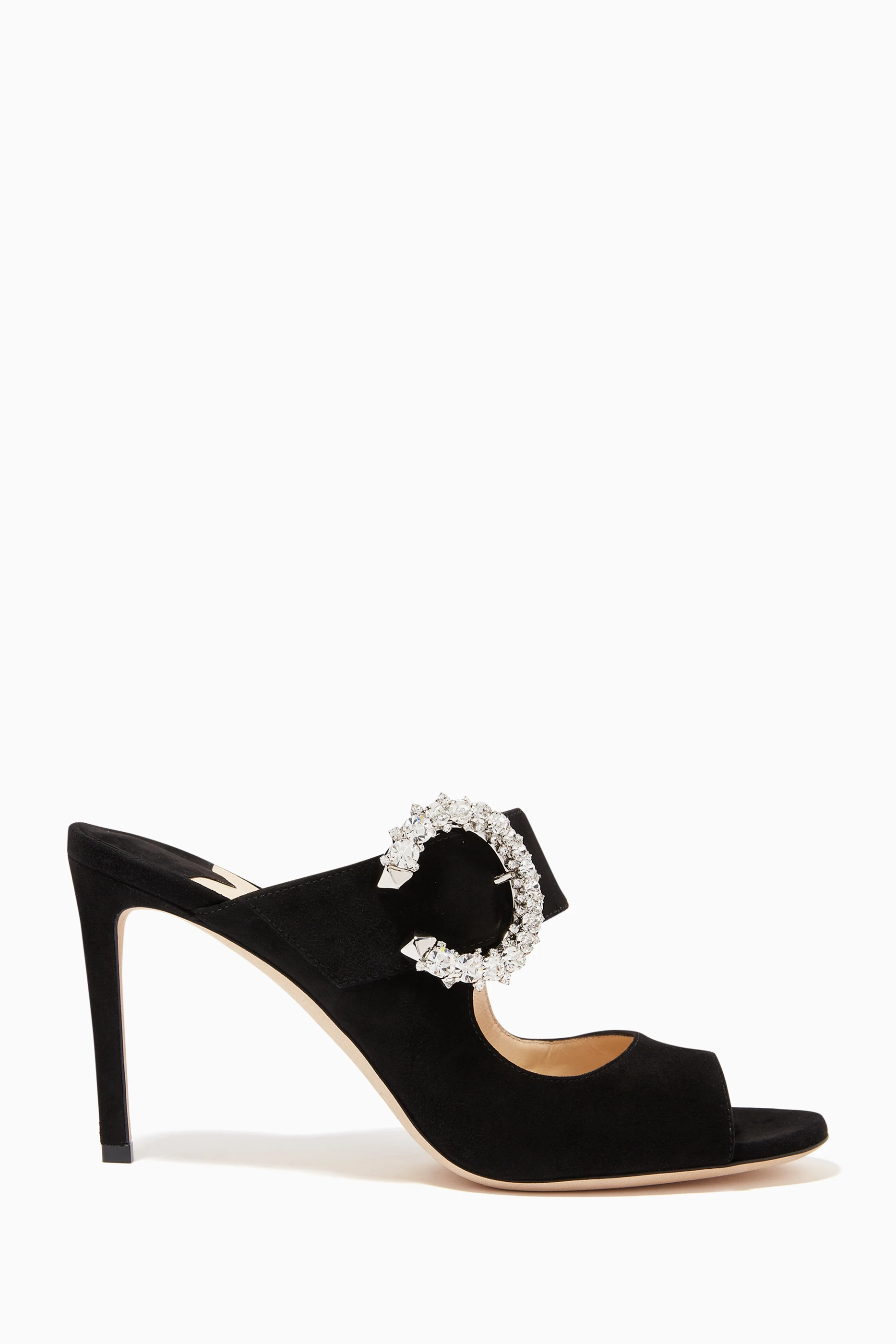 Buy Jimmy Choo Black Saf 85 Sandals in Suede for Women in UAE Ounass