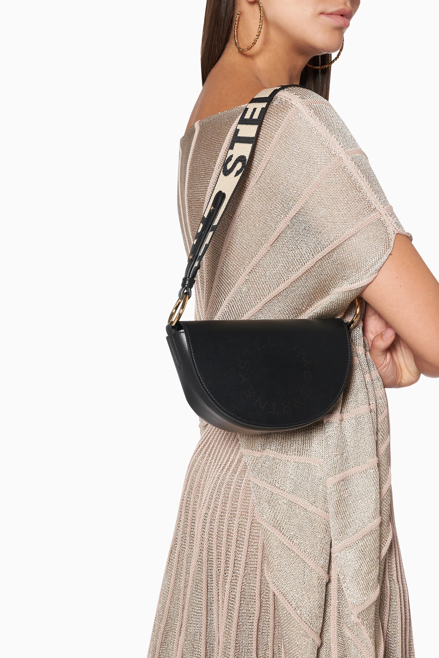 Buy Stella McCartney Black Mini Marlee Perforated Logo Bag for