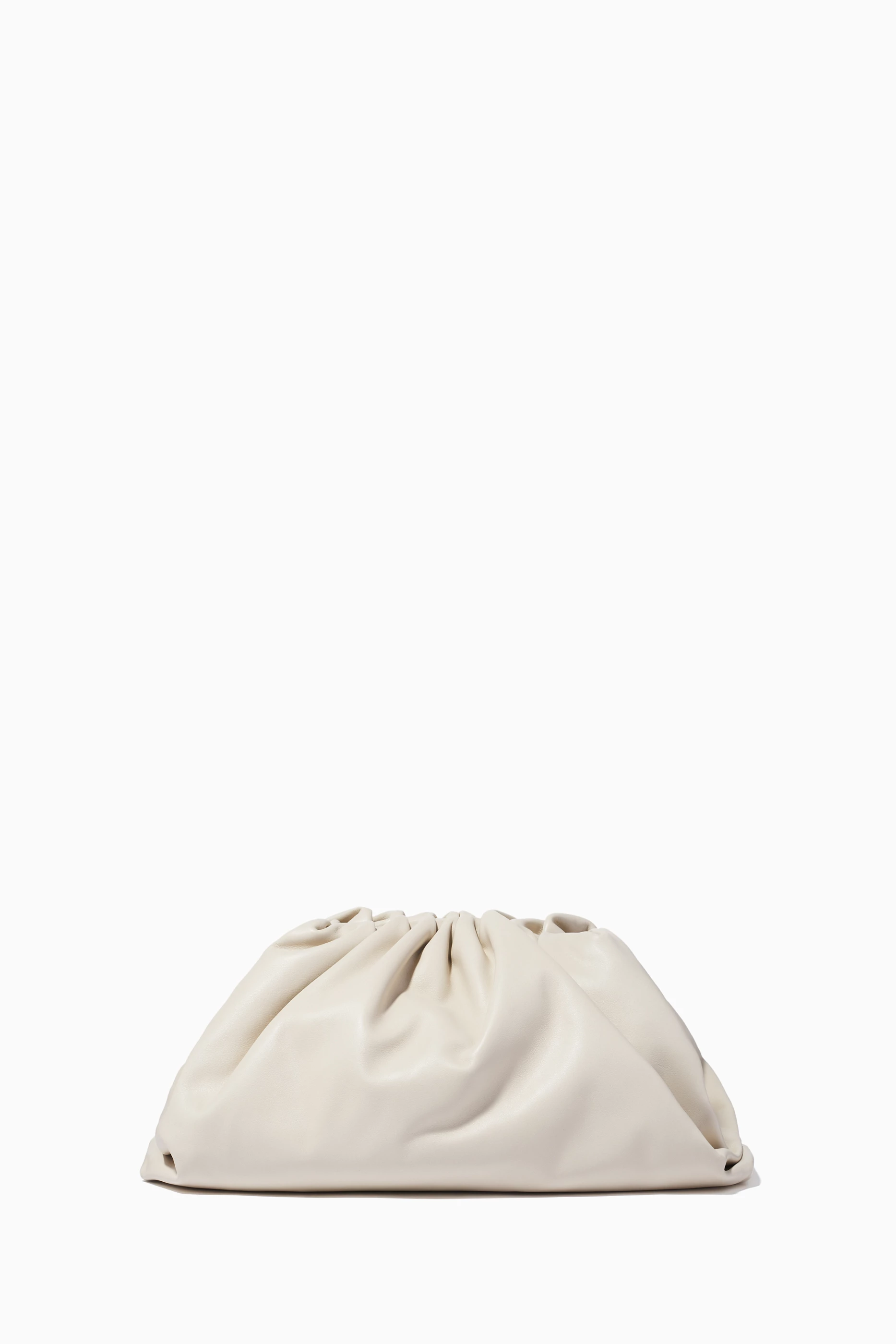 Buy Bottega Veneta White The Pouch Calf Leather Clutch for UNISEX in UAE Ounass