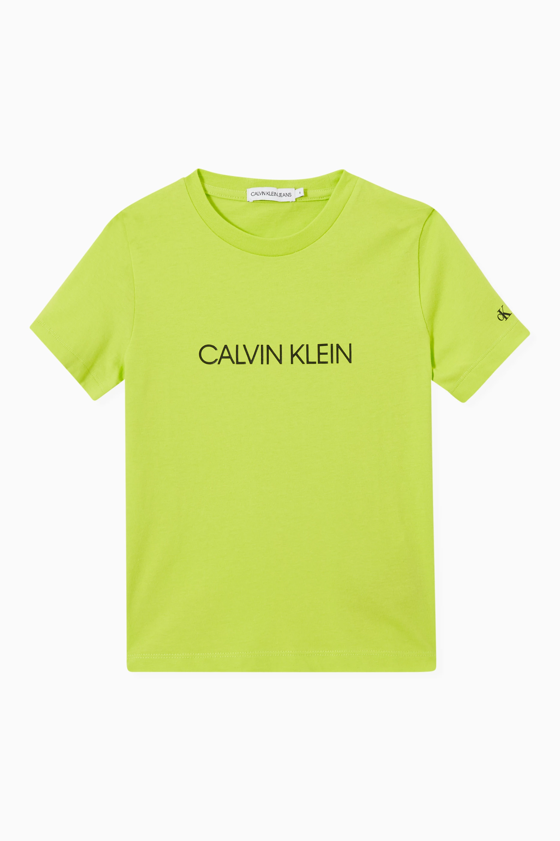 Buy Calvin Klein Green Logo Print T shirt in Cotton for Boys in