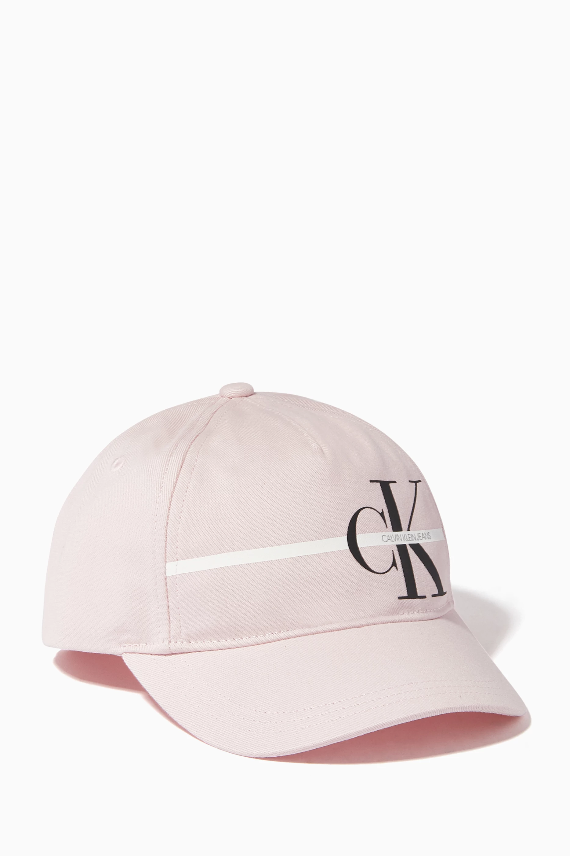 Buy Calvin Klein Pink Logo Print Striped Cap for Girls in UAE Ounass