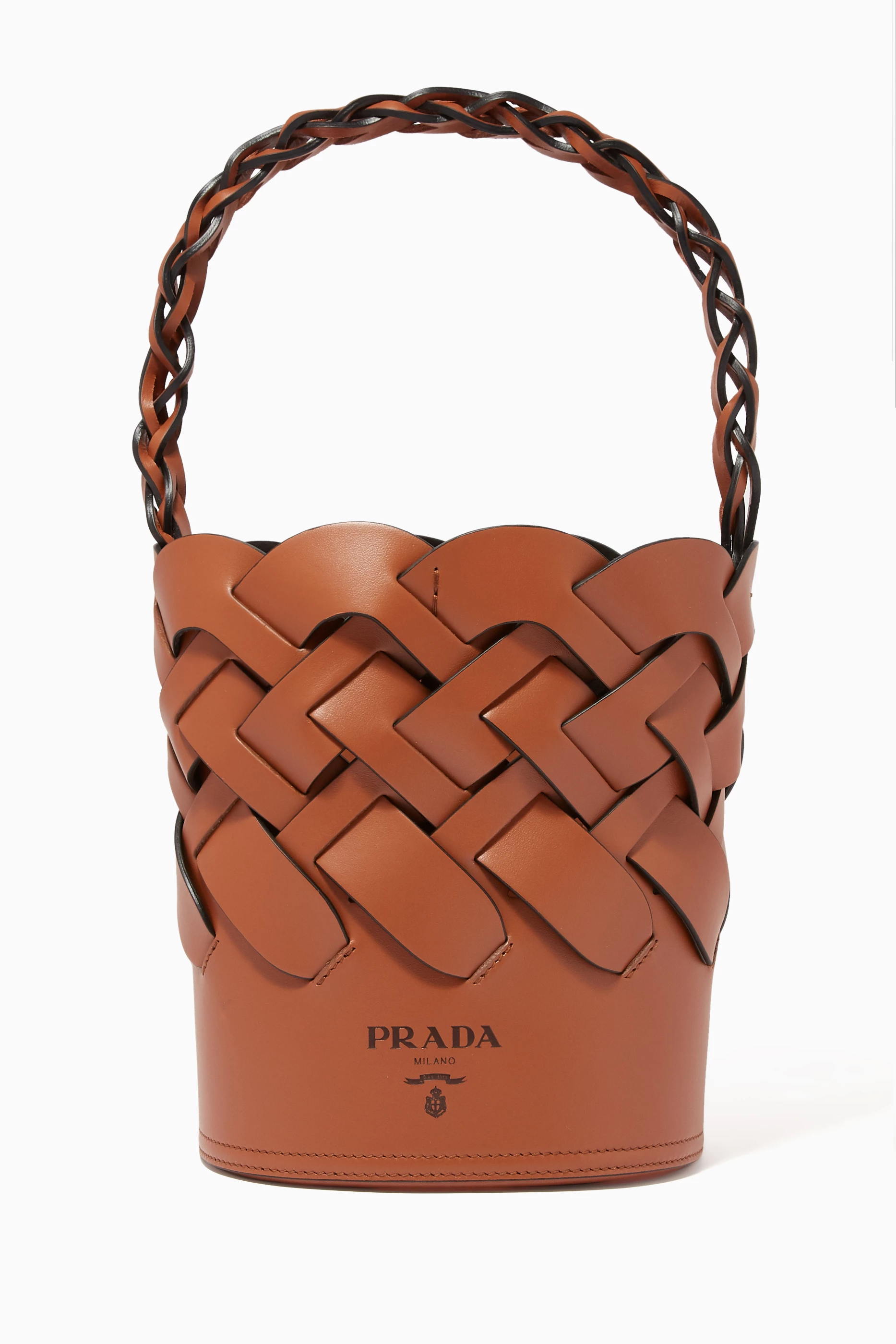prada bucket bag brown
