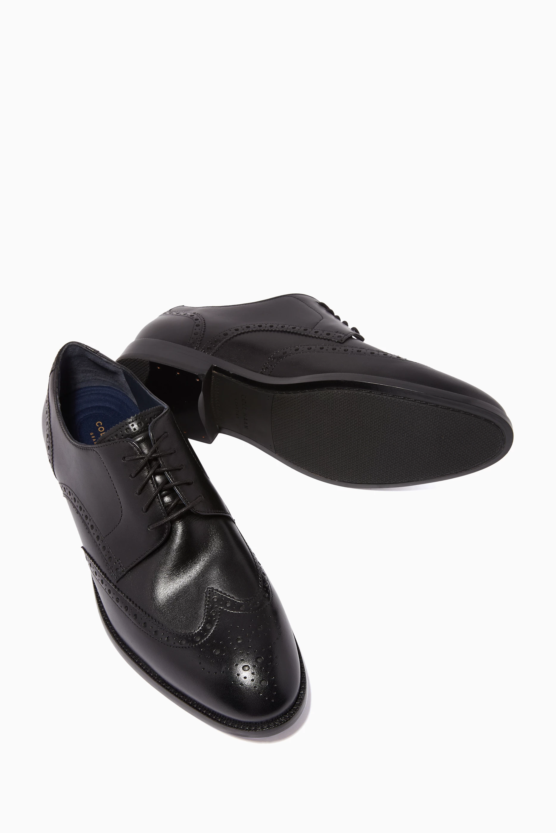 Buy Cole Haan Black Harrison Wingtip Oxford Leather Shoes for Men