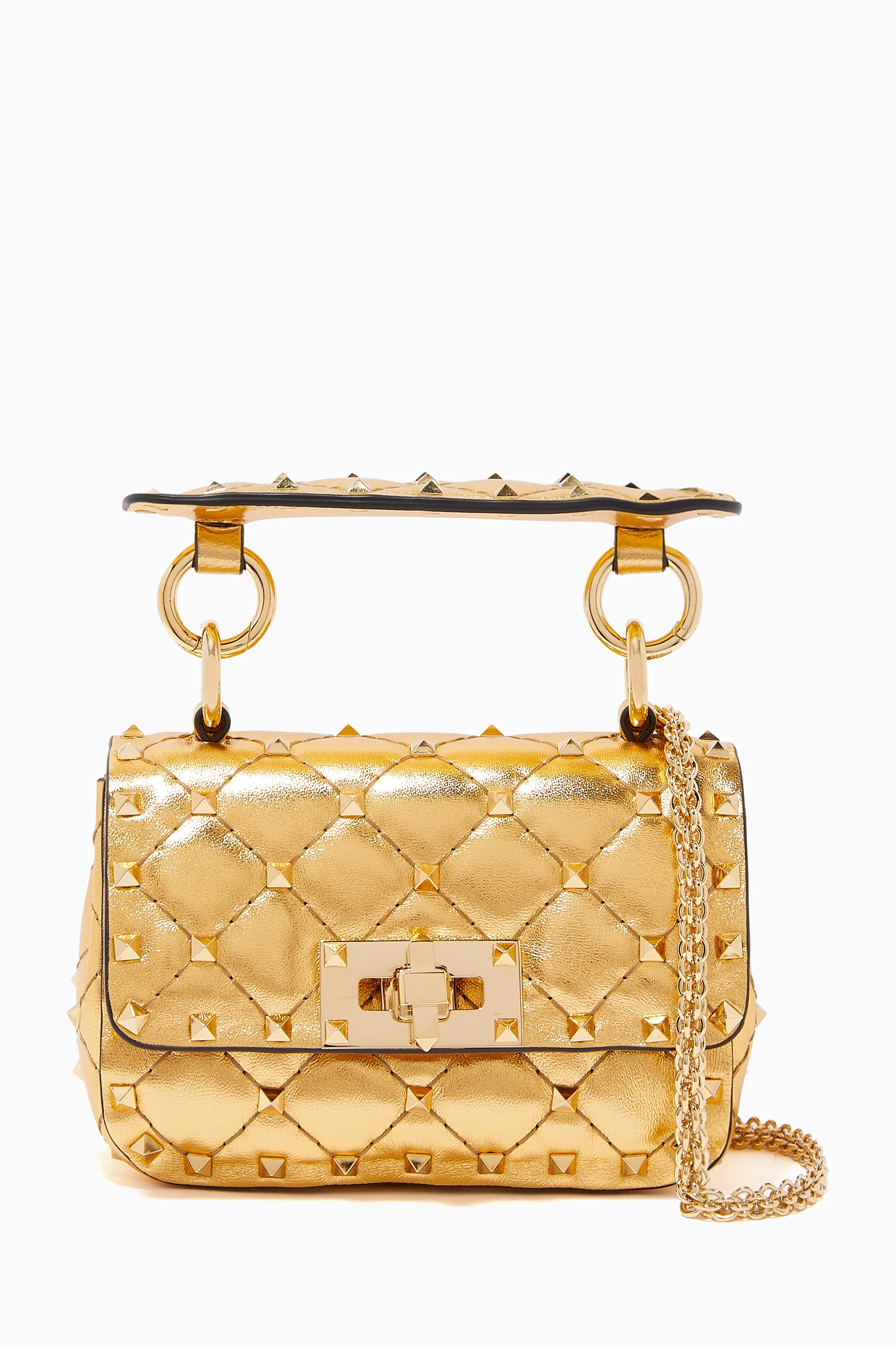 Gold valentino rockstud bag on sale