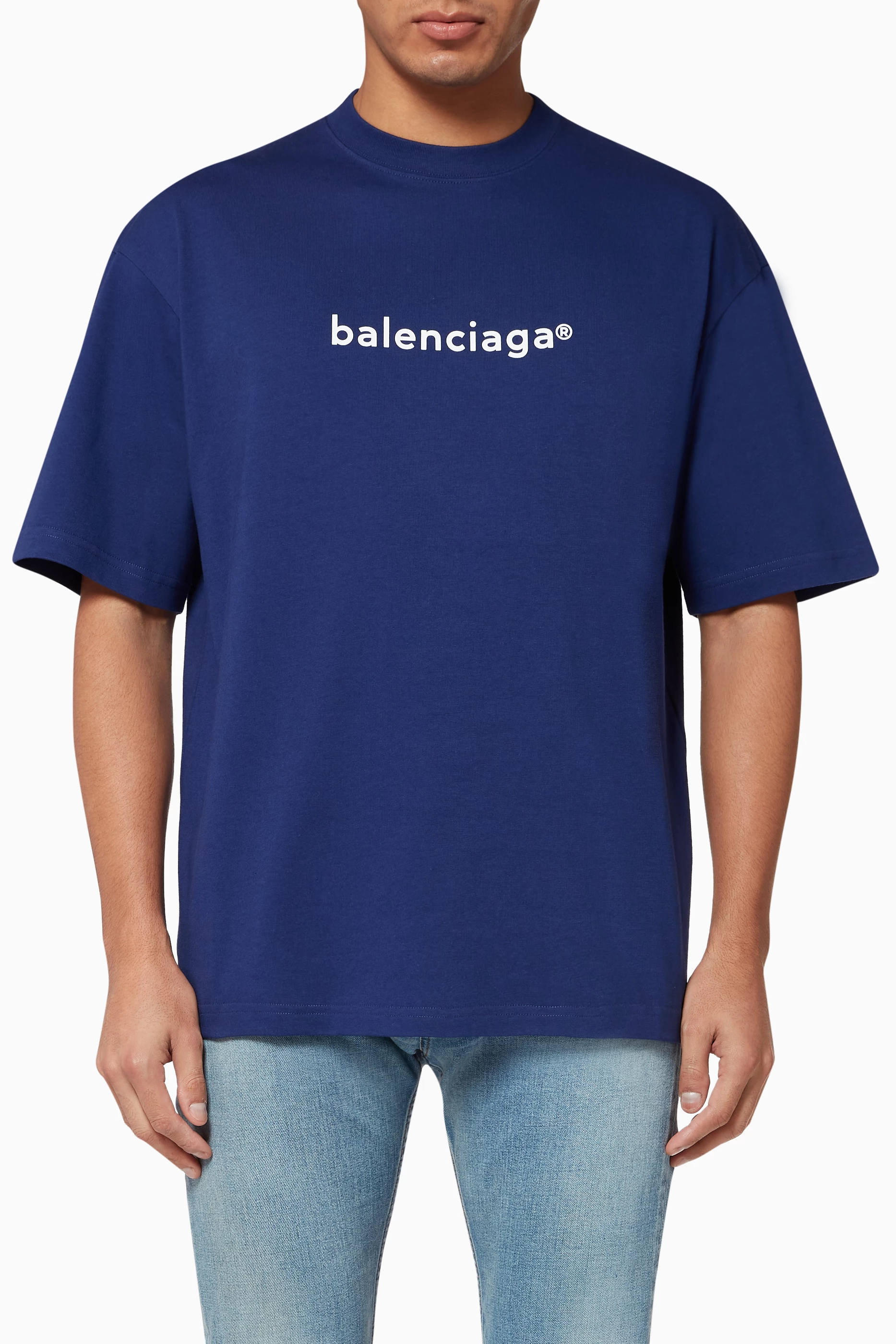 Buy Balenciaga Blue Copyright Medium Fit Vintage Jersey T Shirt for Men in UAE Ounass