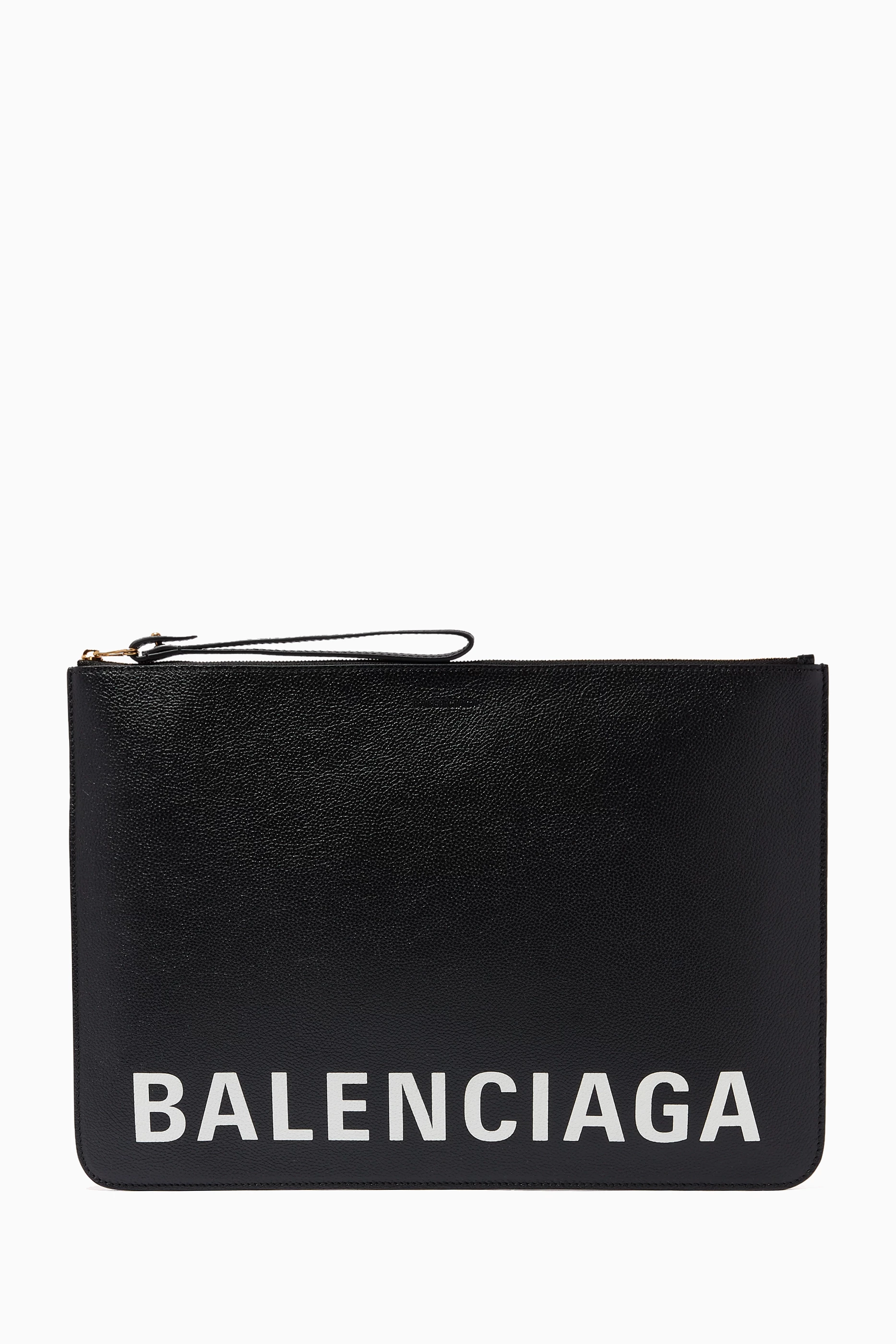 Buy Balenciaga Black Cash Large Handle Pouch in Grained Calfskin