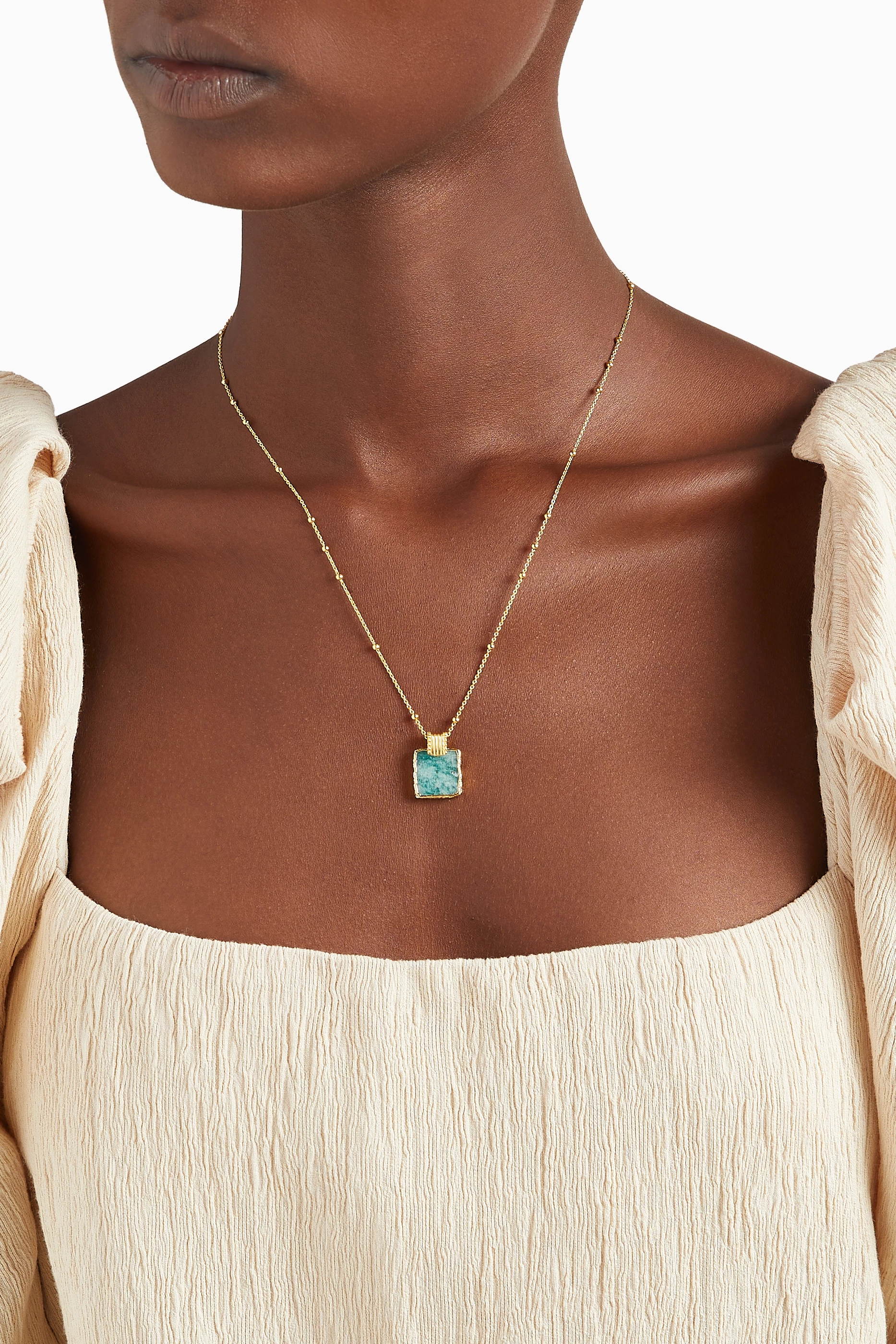 Amazonite gold top lena charm necklace